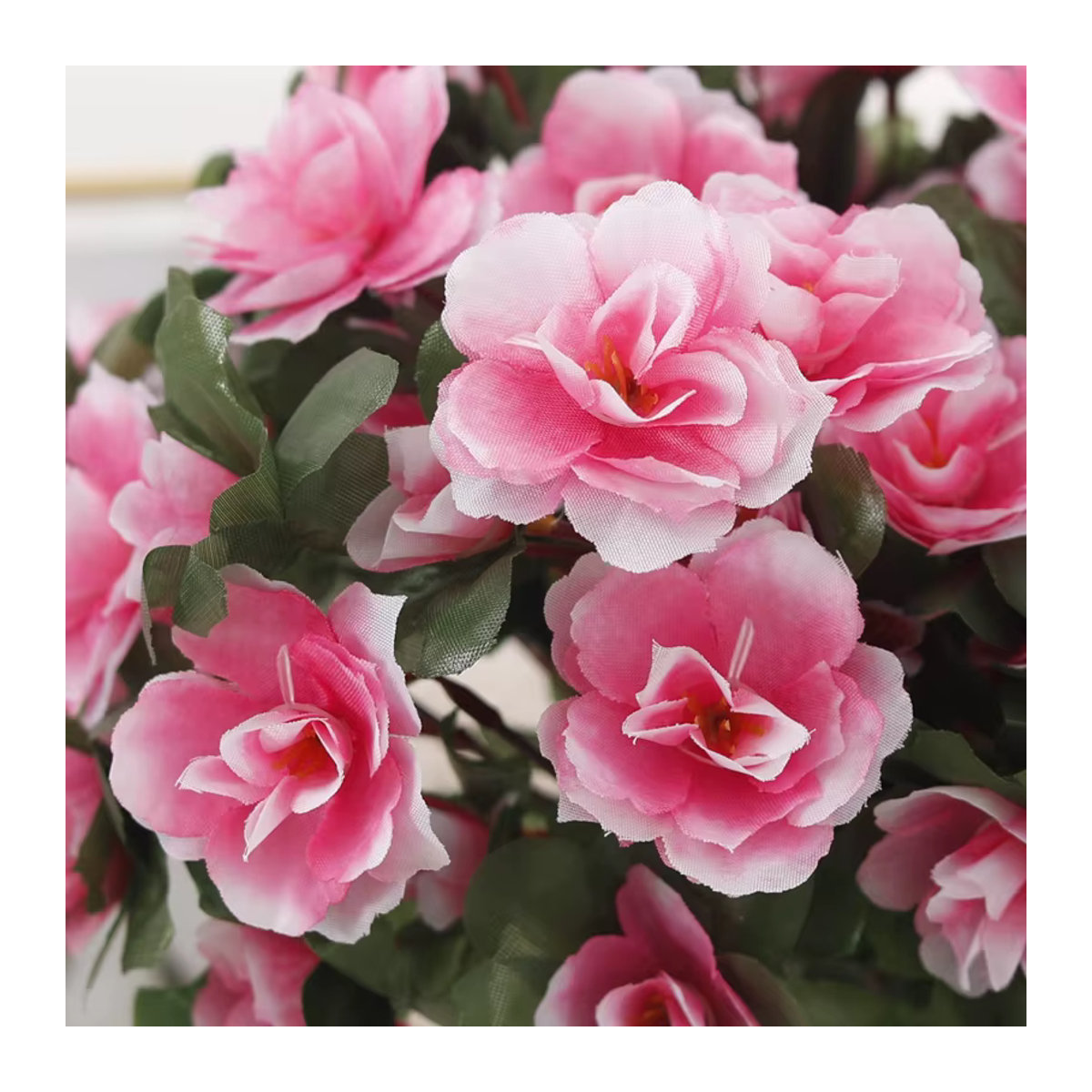 Künstliche Azalea Primel von Kahaul in Rosa und Gelb als Textil-Blumenstrauß zur Dekoration - Bild 2