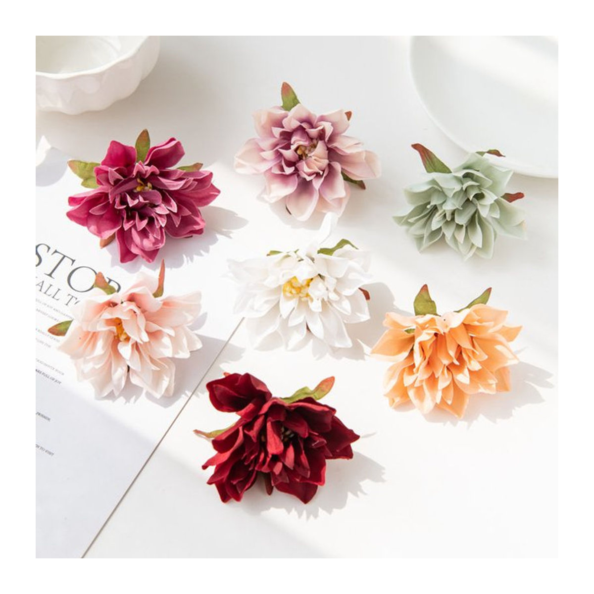 Künstliche Chrysanthemen aus Seide in Mehrfarbig für deine DIY Dekoration, Hochzeit und Garten, 10 Stück - Bild 1