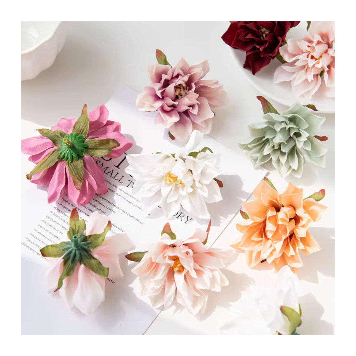 Künstliche Chrysanthemen aus Seide in Mehrfarbig für deine DIY Dekoration, Hochzeit und Garten, 10 Stück - Bild 2