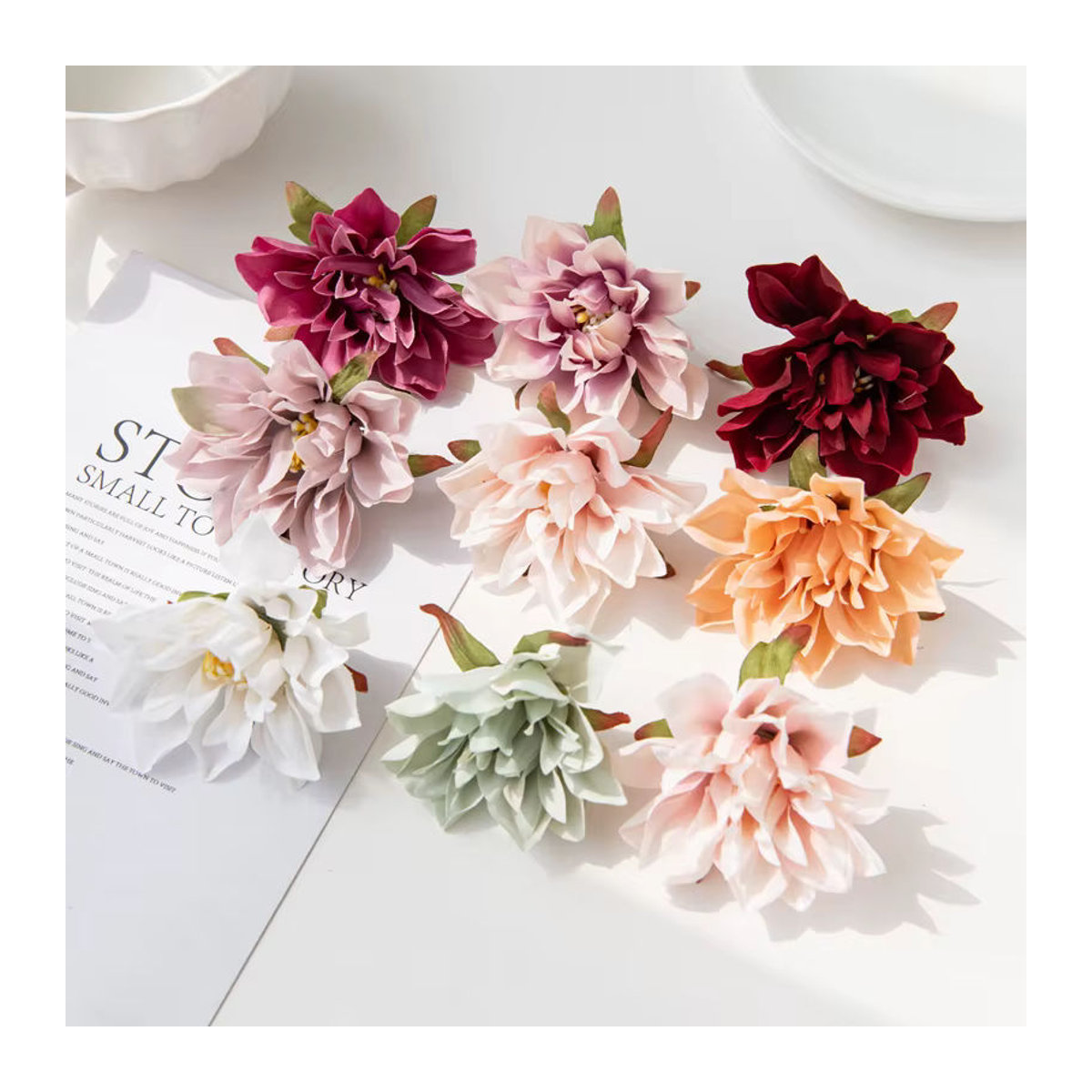 Künstliche Chrysanthemen aus Seide in Mehrfarbig für deine DIY Dekoration, Hochzeit und Garten, 10 Stück - Bild 3