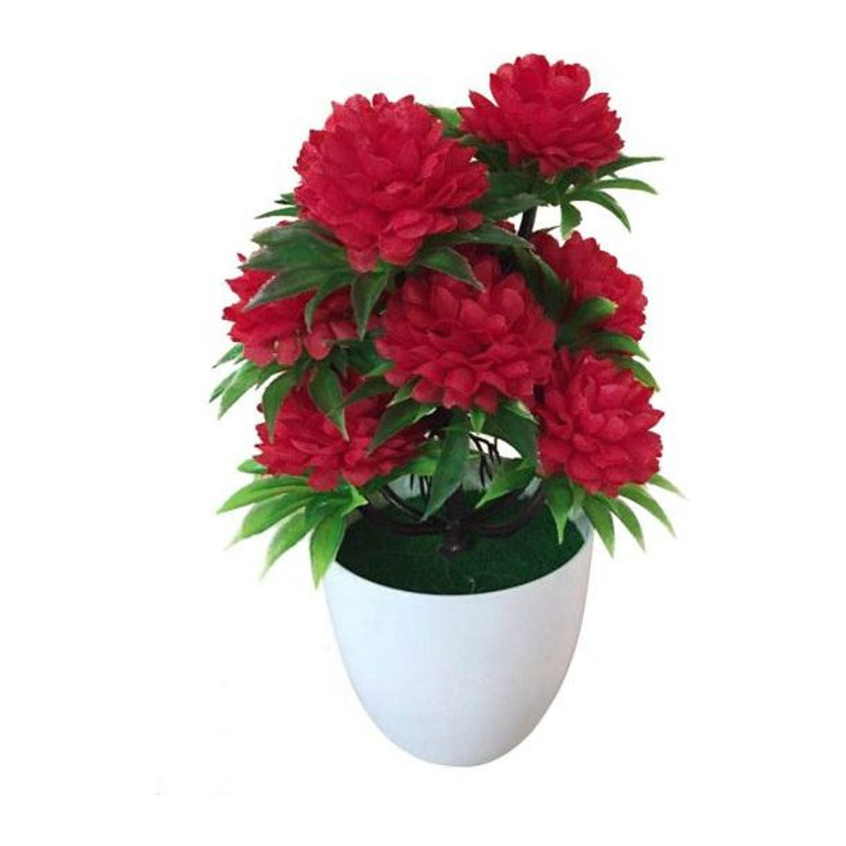 Künstliche Chrysanthemen Bonsai Topfpflanze in Rot als florale Dekoration - Bild 1