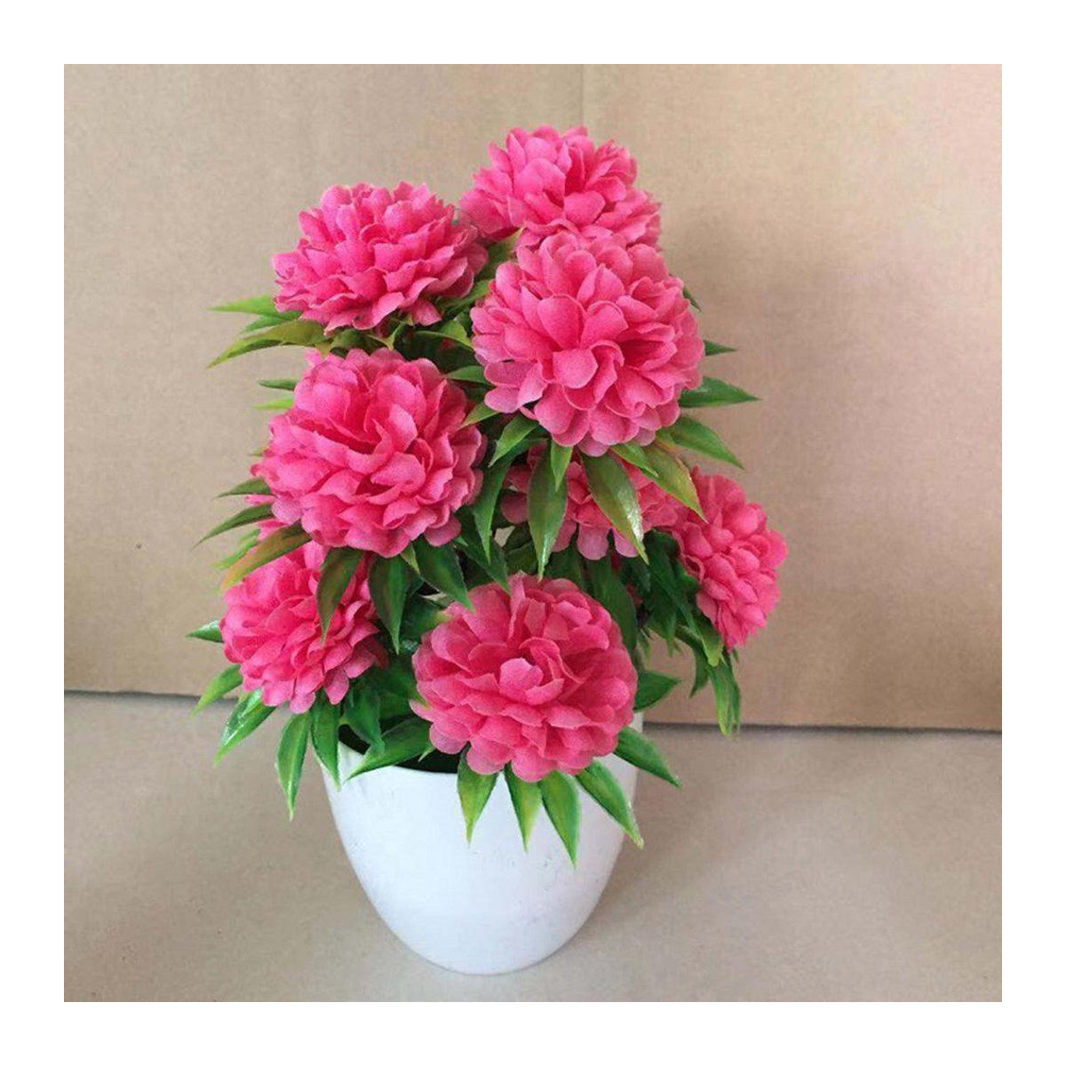 Künstliche Chrysanthemen Bonsai Topfpflanze in Rot als florale Dekoration - Bild 3