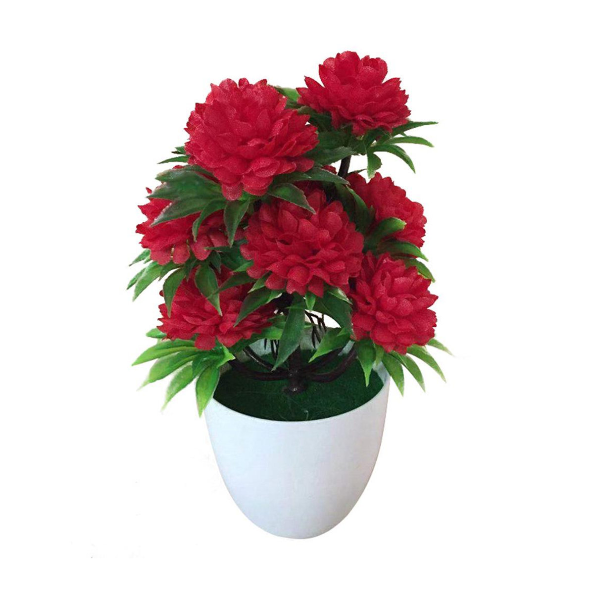 Künstliche Chrysanthemen Bonsai Topfpflanze in Rot als florale Dekoration - Bild 6