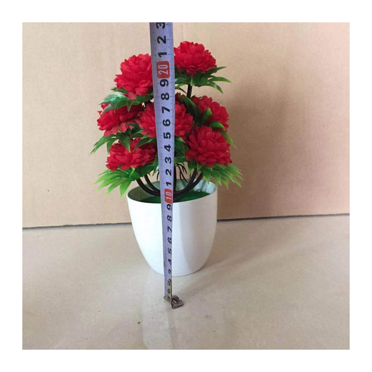 Künstliche Chrysanthemen Bonsai Topfpflanze in Rot als florale Dekoration - Bild 7