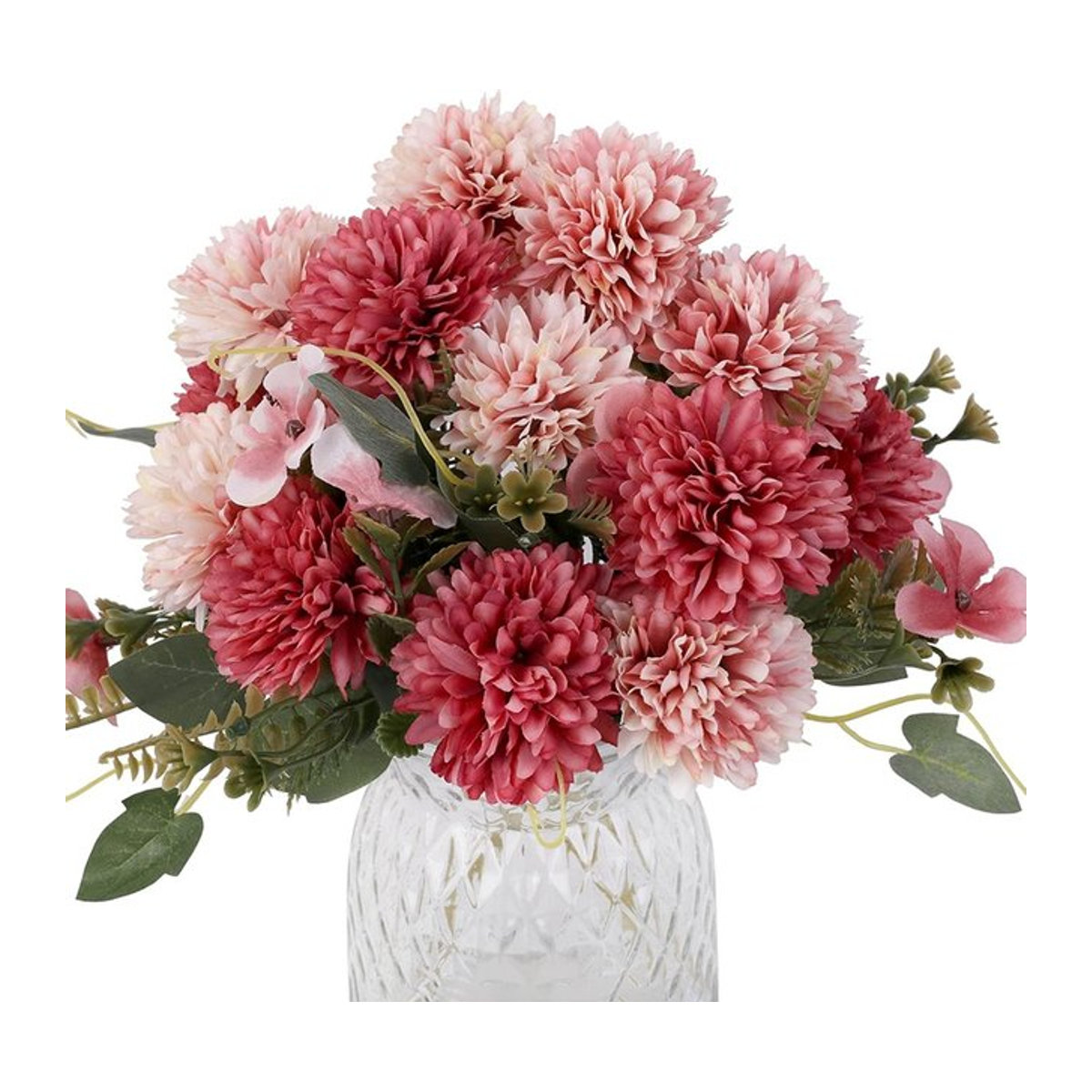 Künstliche Chrysanthemen Seidenkugel in Orange und Rosa für Dekorationen bei Hochzeit, Weihnachten und im Garten - Bild 1