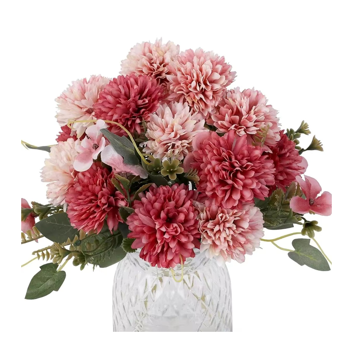 Künstliche Chrysanthemen Seidenkugel in Orange und Rosa für Dekorationen bei Hochzeit, Weihnachten und im Garten - Bild 2