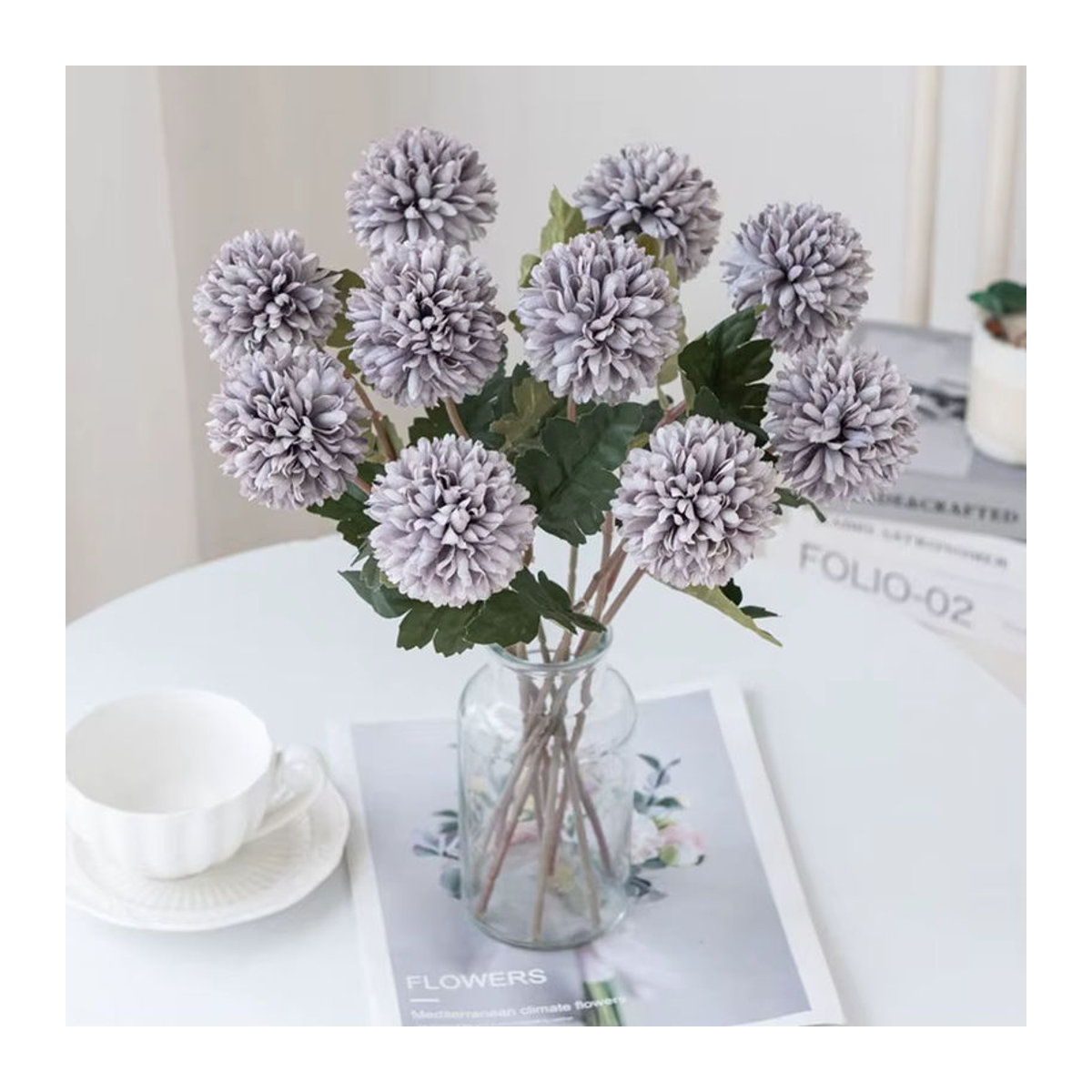 Künstliche Chrysanthemen von smr in Lila als Textil-Blumenstrauß zur Dekoration für Hochzeit und Zuhause - Bild 1
