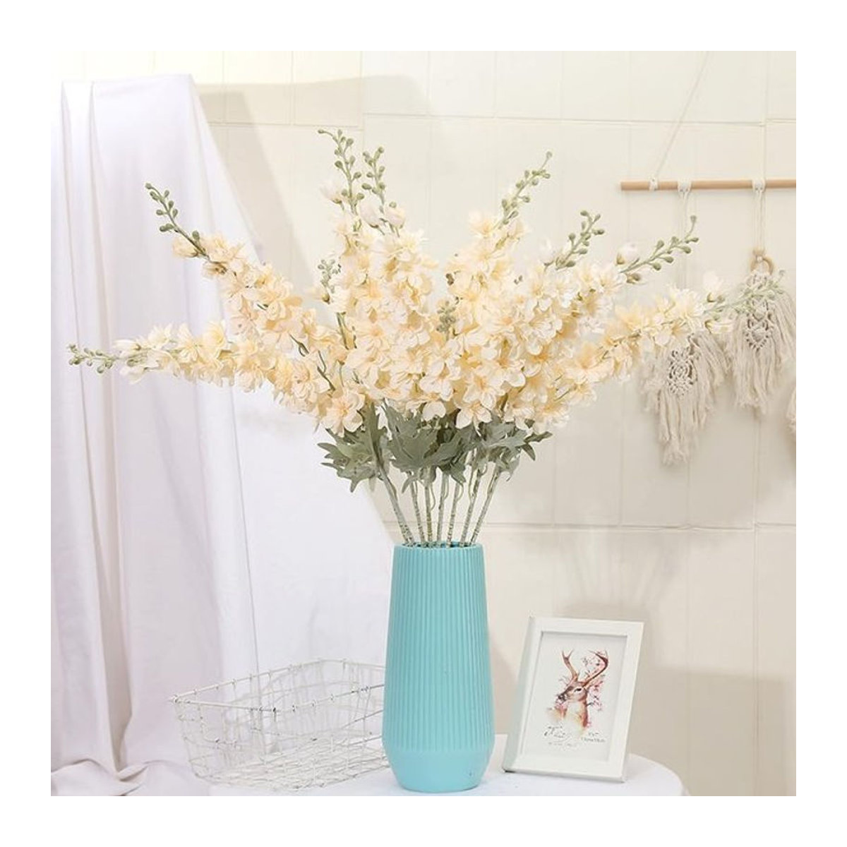 Künstliche Delphinium Blumen von smr mit Einzelstiel in Lila und Creme, Höhe: 85 cm - Bild 1