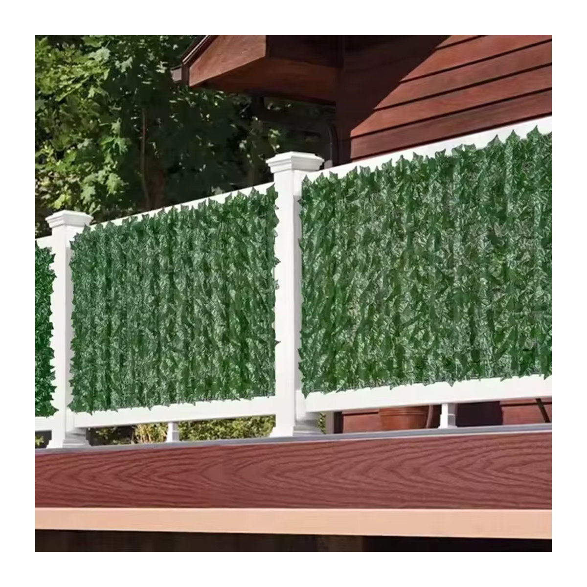 Künstliche Efeu-Heck-Zaunplatten in Grün als Sichtschutz für Garten und Balkon - Bild 6