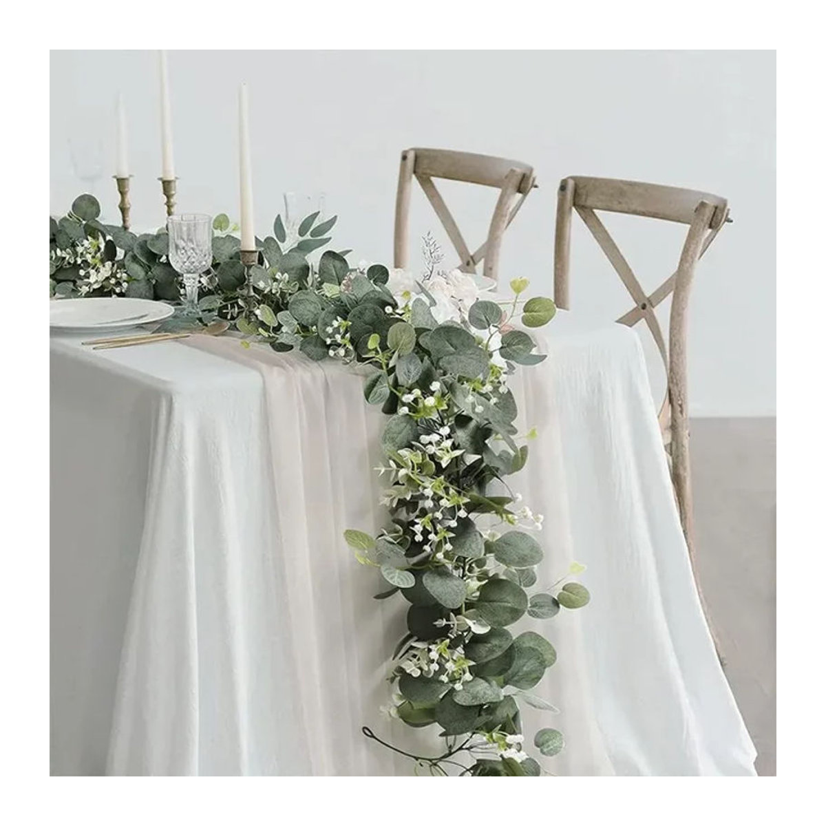 Künstliche Eukalyptus-Girlande in Grün zur Dekoration für Hochzeit und Zuhause, Länge: 180 cm - Bild 1