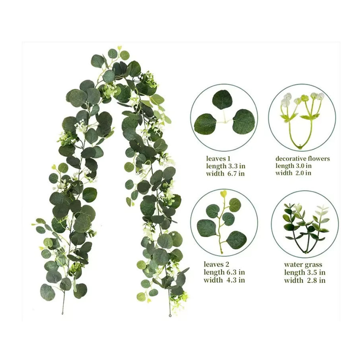 Künstliche Eukalyptus-Girlande in Grün zur Dekoration für Hochzeit und Zuhause, Länge: 180 cm - Bild 4