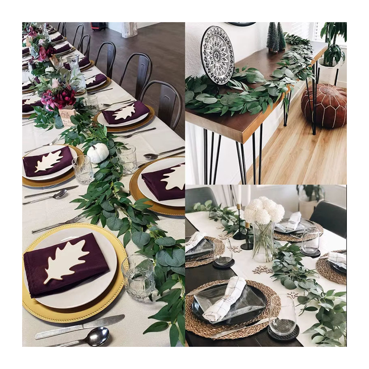 Künstliche Eukalyptus-Girlande von Kmitang in Grün, 200 cm hängende Rattan-Pflanze aus Textil zur Dekoration für Hochzeit und Party - Bild 4
