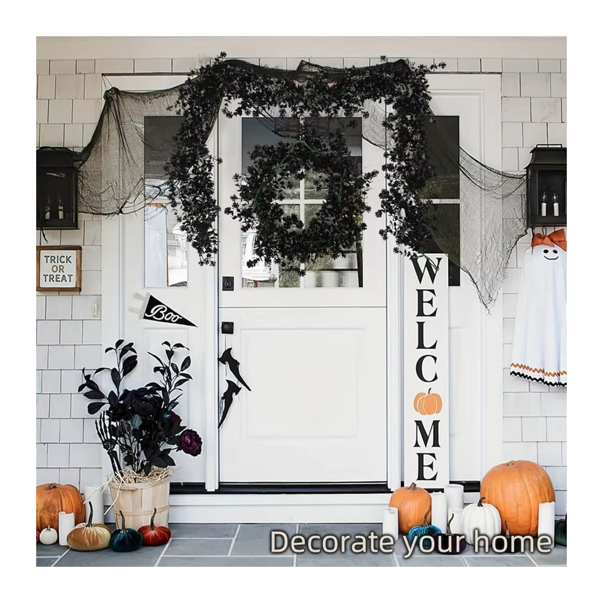 Künstliche Eukalyptus-Hängerattan-Rebe in Schwarz für Halloween und Gothic-Dekorationen - Bild 3