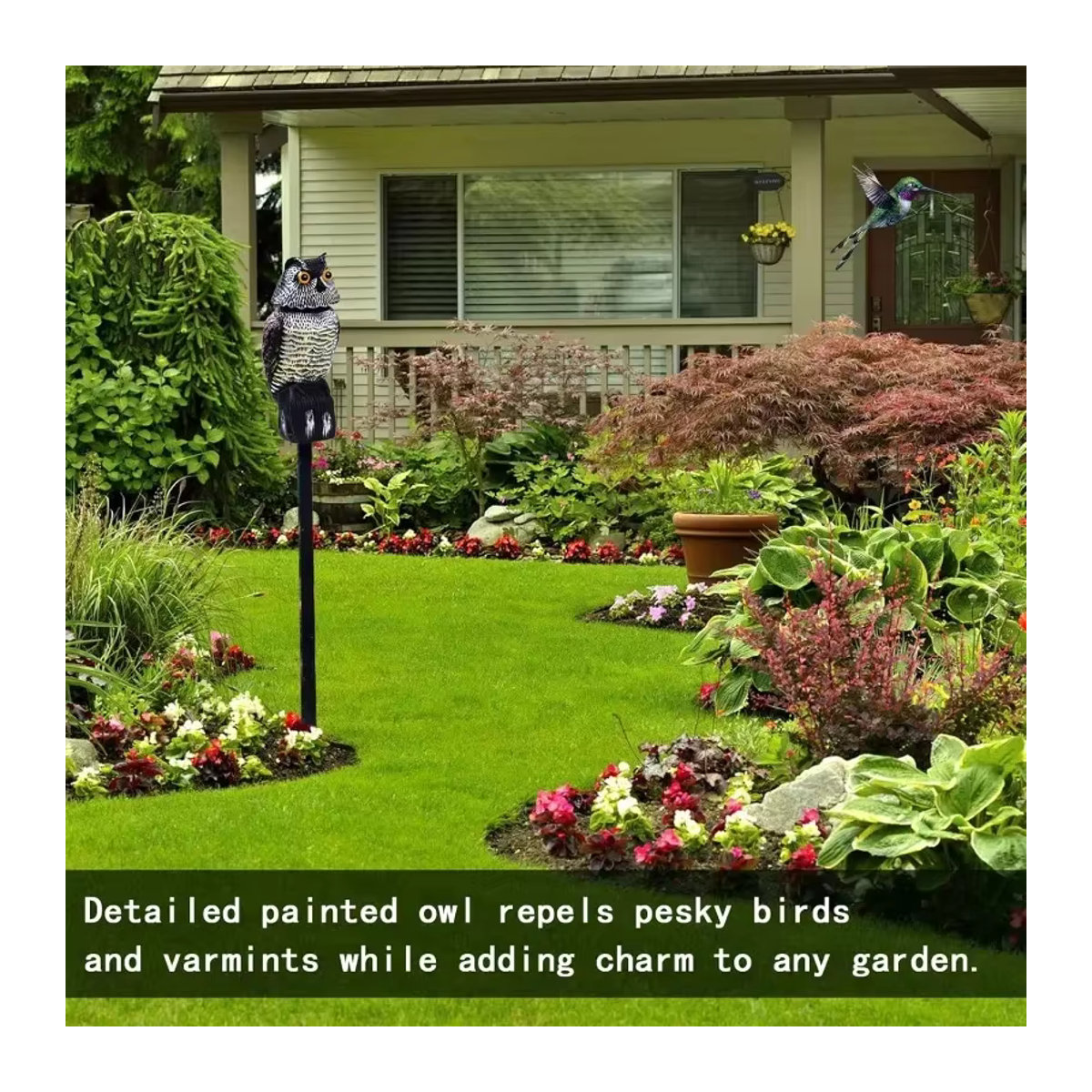 Künstliche Eule aus Kunststoff mit Schüttelkopf als realistisches Vogelabwehrmittel für Garten und Außenbereich - Bild 2