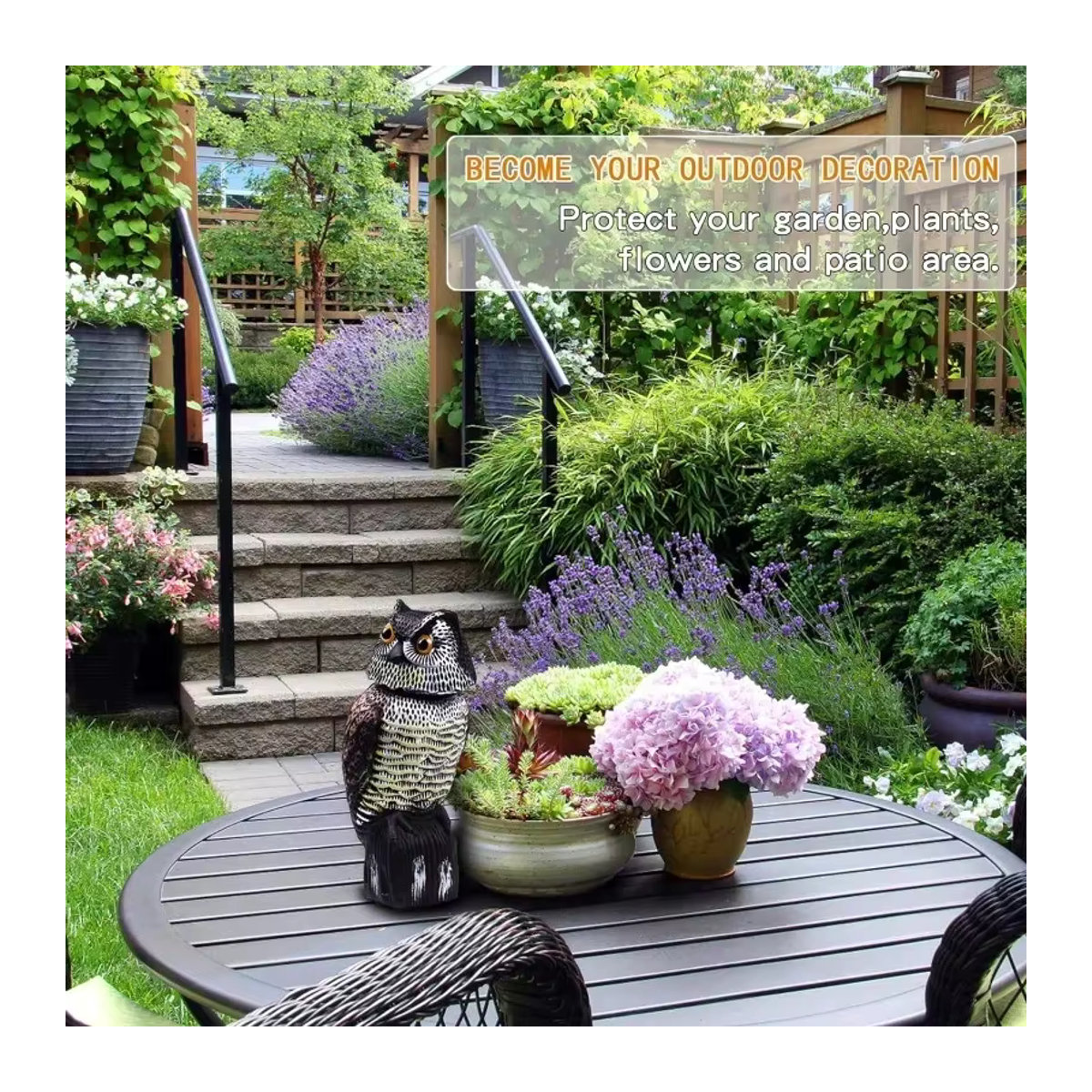 Künstliche Eule aus Kunststoff mit Schüttelkopf als realistisches Vogelabwehrmittel für Garten und Außenbereich - Bild 3