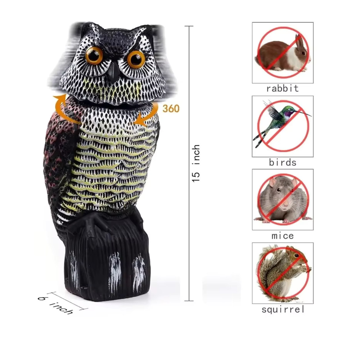 Künstliche Eule aus Kunststoff mit Schüttelkopf als realistisches Vogelabwehrmittel für Garten und Außenbereich - Bild 4