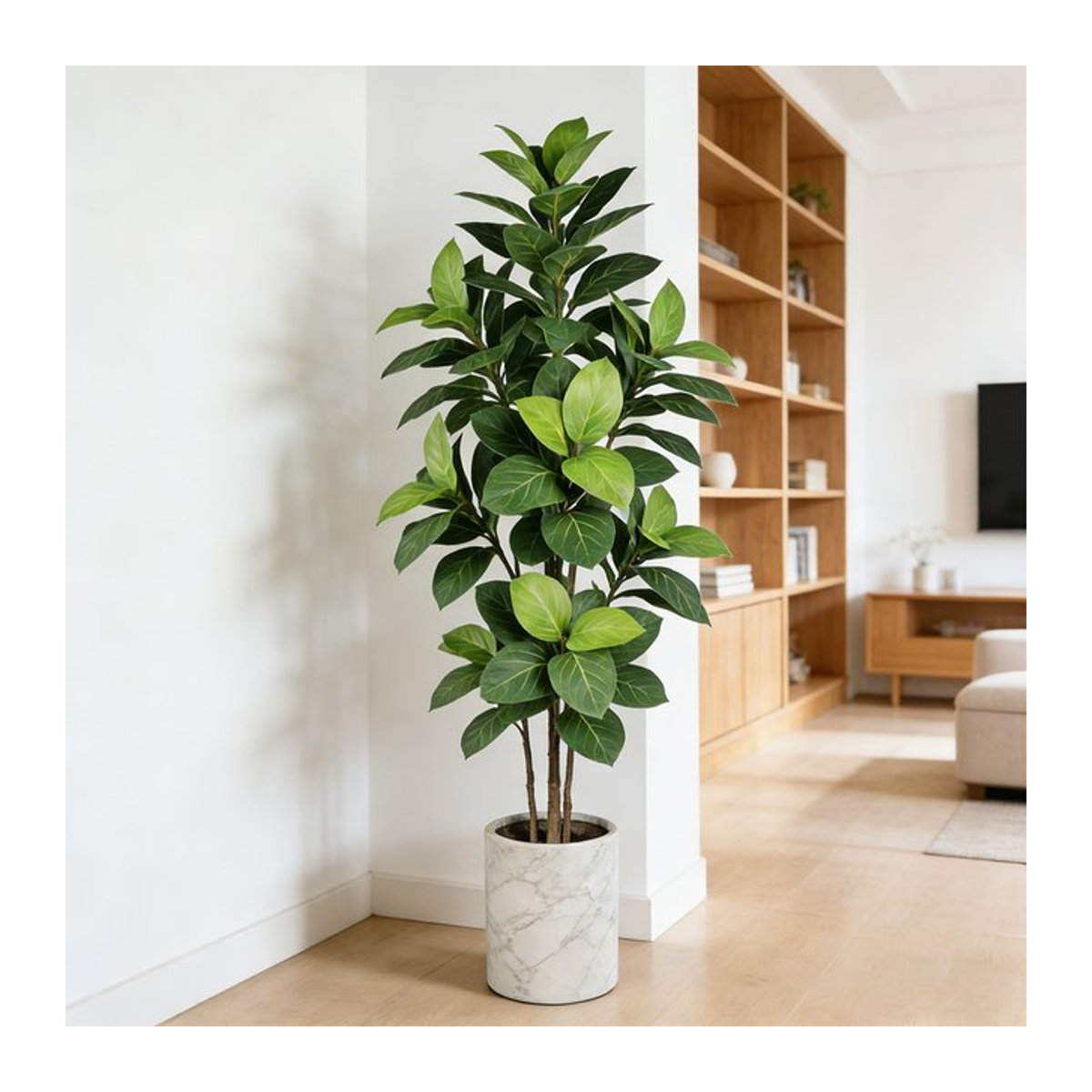 Künstliche Ficus-Pflanze von Kmitang in Grün, dekorativer Maulbeerbaum mit Marmor-Optik für Haus und Garten, Höhe: 70 cm - Bild 1