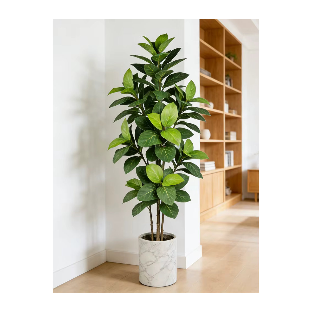 Künstliche Ficus-Pflanze von Kmitang in Grün, dekorativer Maulbeerbaum mit Marmor-Optik für Haus und Garten, Höhe: 70 cm - Bild 3