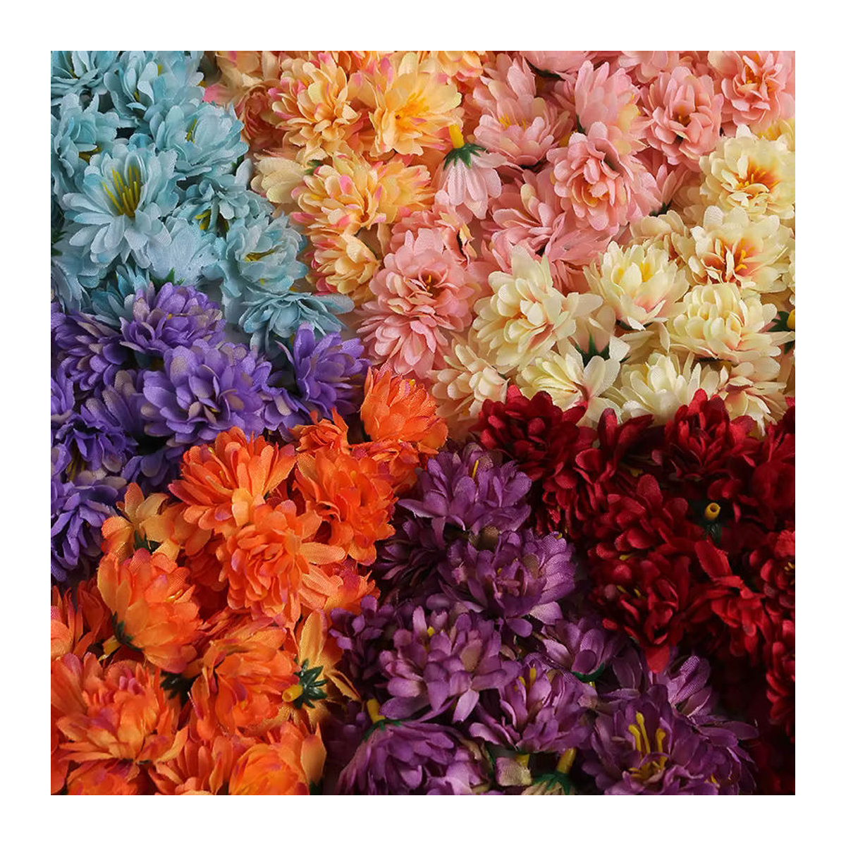 Künstliche Gänseblümchen-Blütenköpfe aus Seide in Mehrfarbig und Orange für Hochzeit, Dekoration und DIY-Handwerk - Bild 2