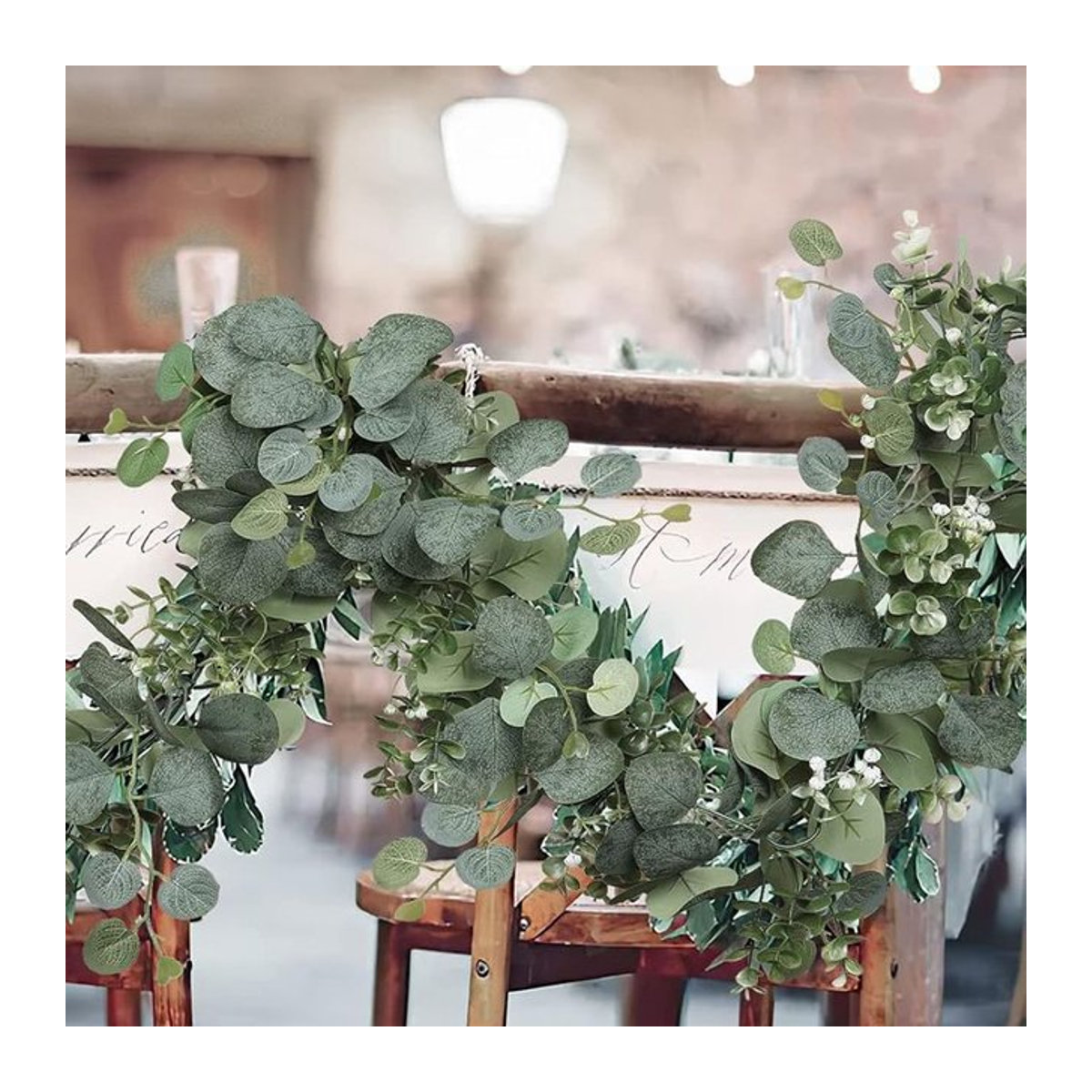 Künstliche grüne Blätter-Girlande für Garten, Hochzeit und Weihnachten als hängendes Dekor im Landhausstil - Bild 1
