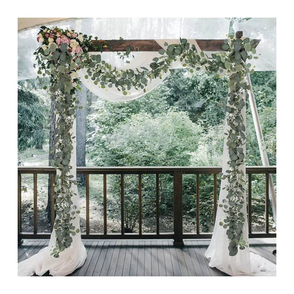 Künstliche grüne Blätter-Girlande für Garten, Hochzeit und Weihnachten als hängendes Dekor im Landhausstil - Bild 3