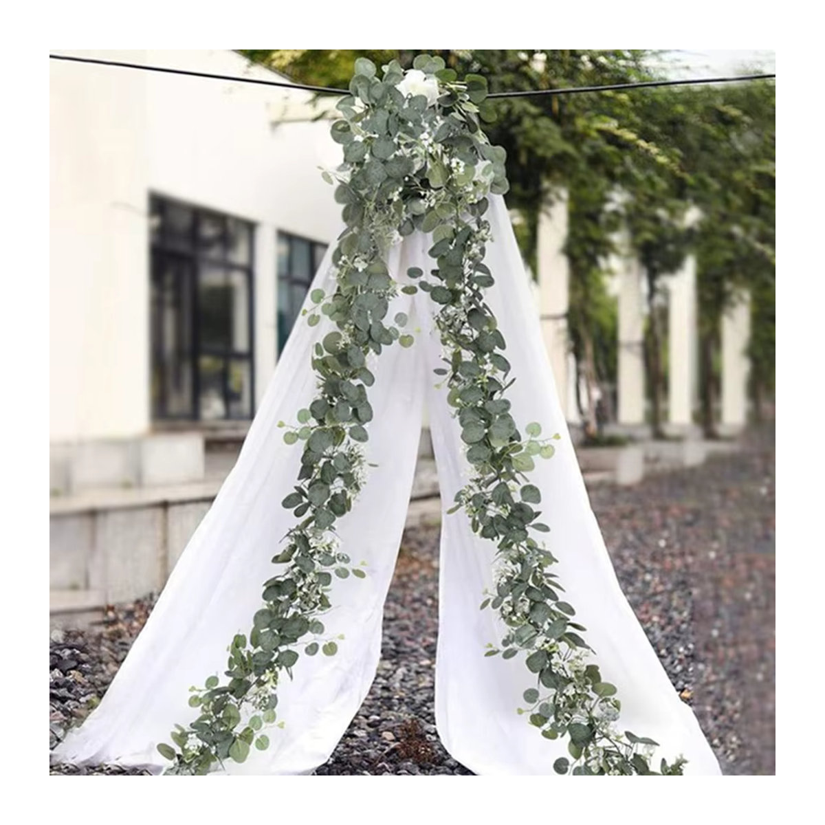 Künstliche grüne Blätter-Girlande für Garten, Hochzeit und Weihnachten als hängendes Dekor im Landhausstil - Bild 5