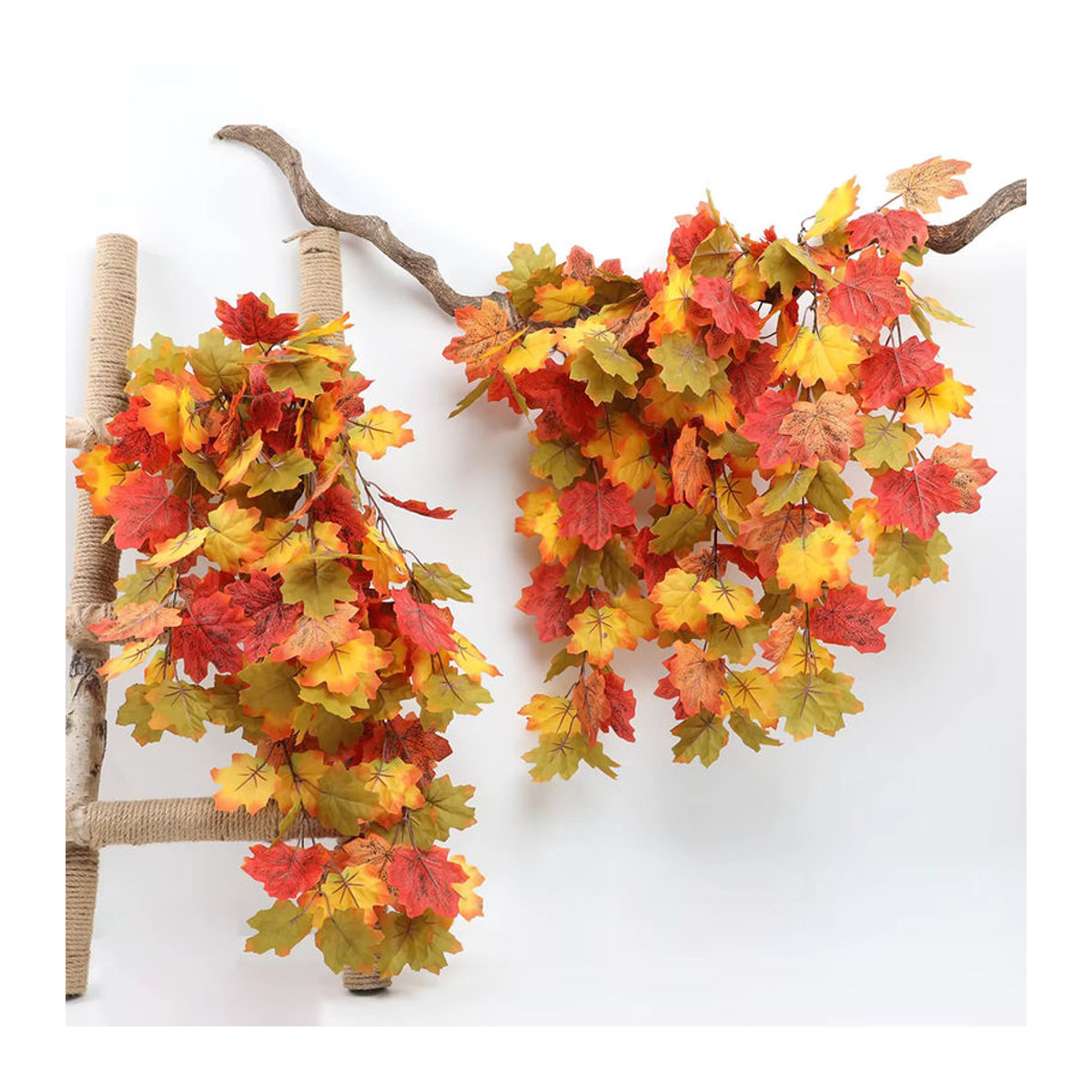 Künstliche Herbst Ahorn Reben von Kmitang, mehrfarbige hängende Pflanzen aus Kunststoff für Halloween und herbstliche Dekoration, Länge: 61 cm - Bild 2