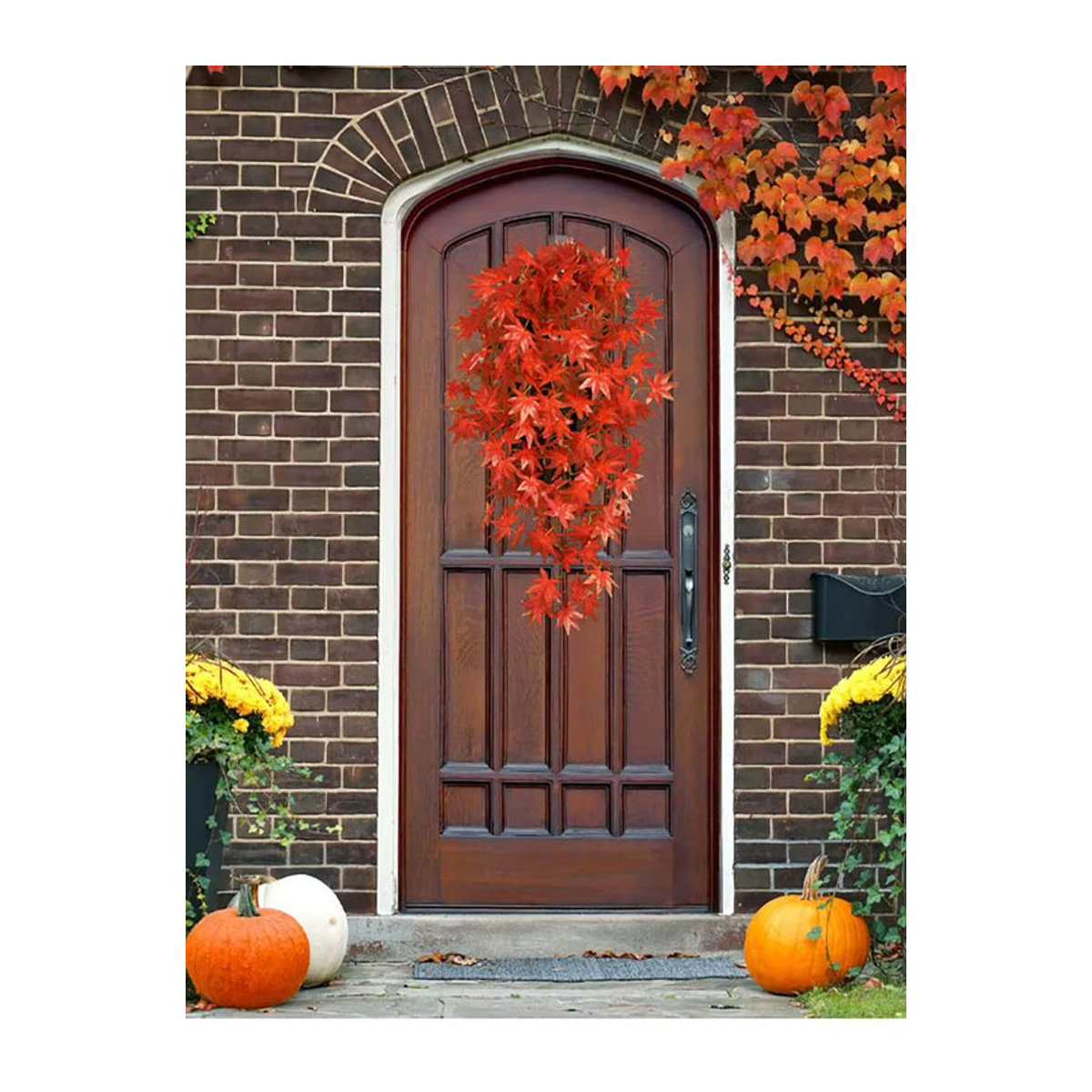 Künstliche Herbst-Ahornblatt-Girlande in Rot und Orange für deine Dekoration zu Halloween, Thanksgiving oder Hochzeiten - Bild 5