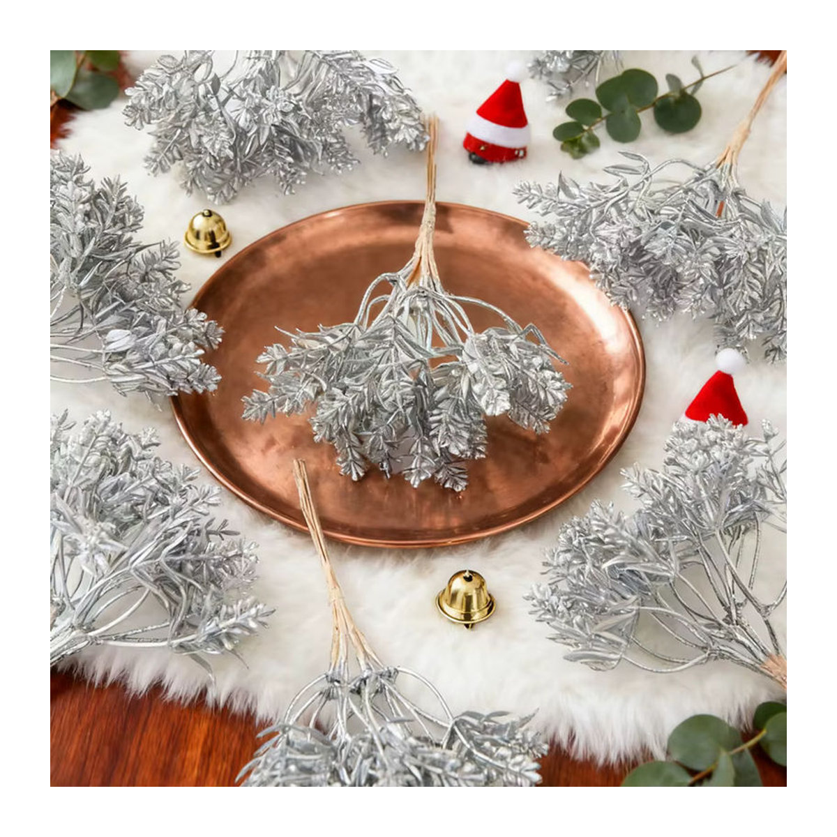 Künstliche Hortensien Blumen in Silber von smr als dekoratives Bouquet für Hochzeit, Weihnachten und Zimmerdekoration - Bild 2
