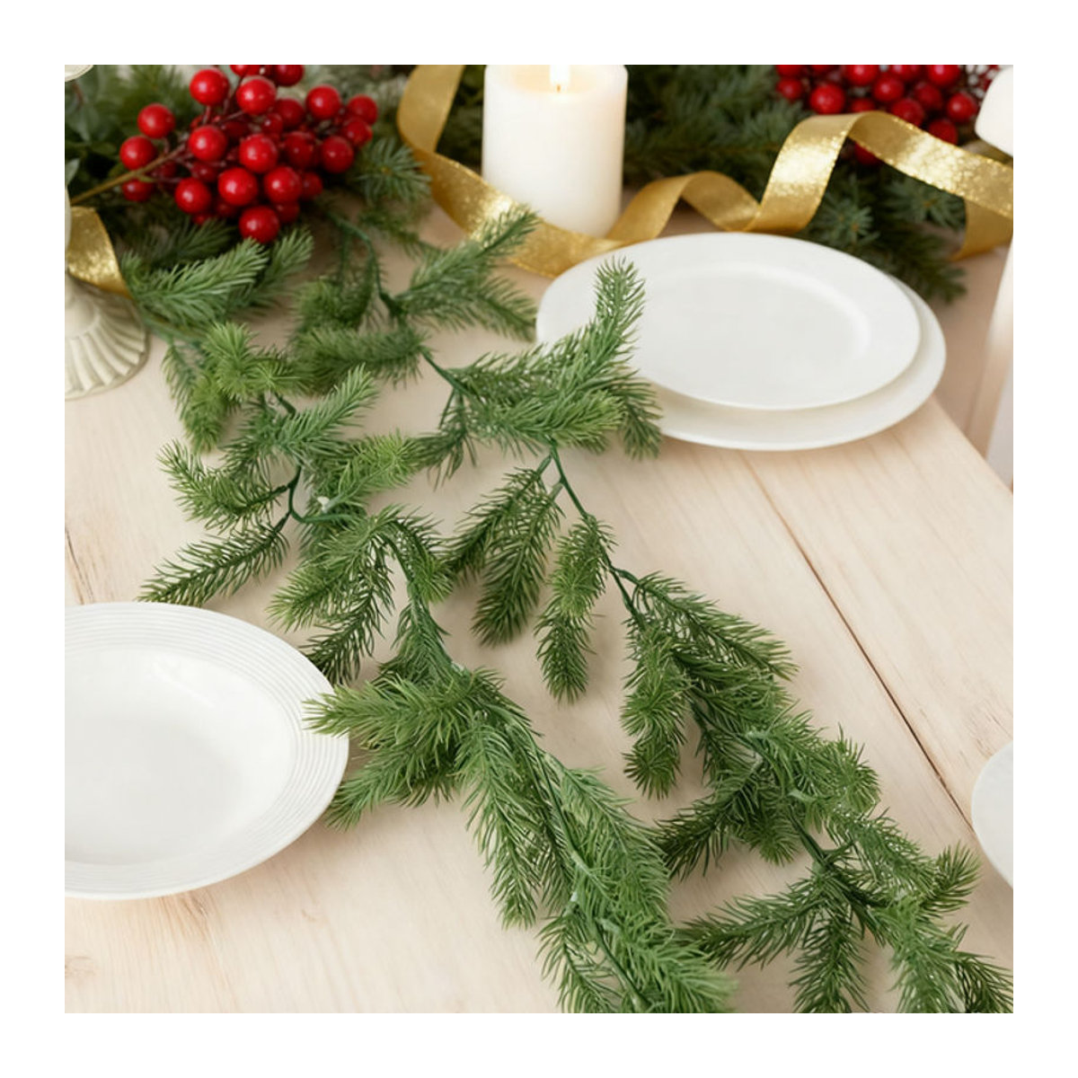 Künstliche Kiefernnadel-Rebe von smr in Grün zur Dekoration für Weihnachten, Hochzeit und Garten - Bild 1