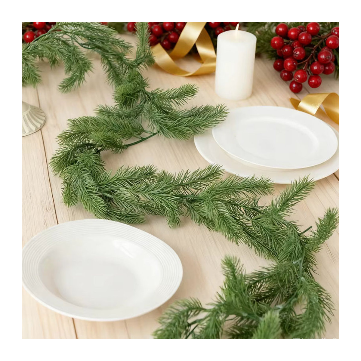 Künstliche Kiefernnadel-Rebe von smr in Grün zur Dekoration für Weihnachten, Hochzeit und Garten - Bild 2