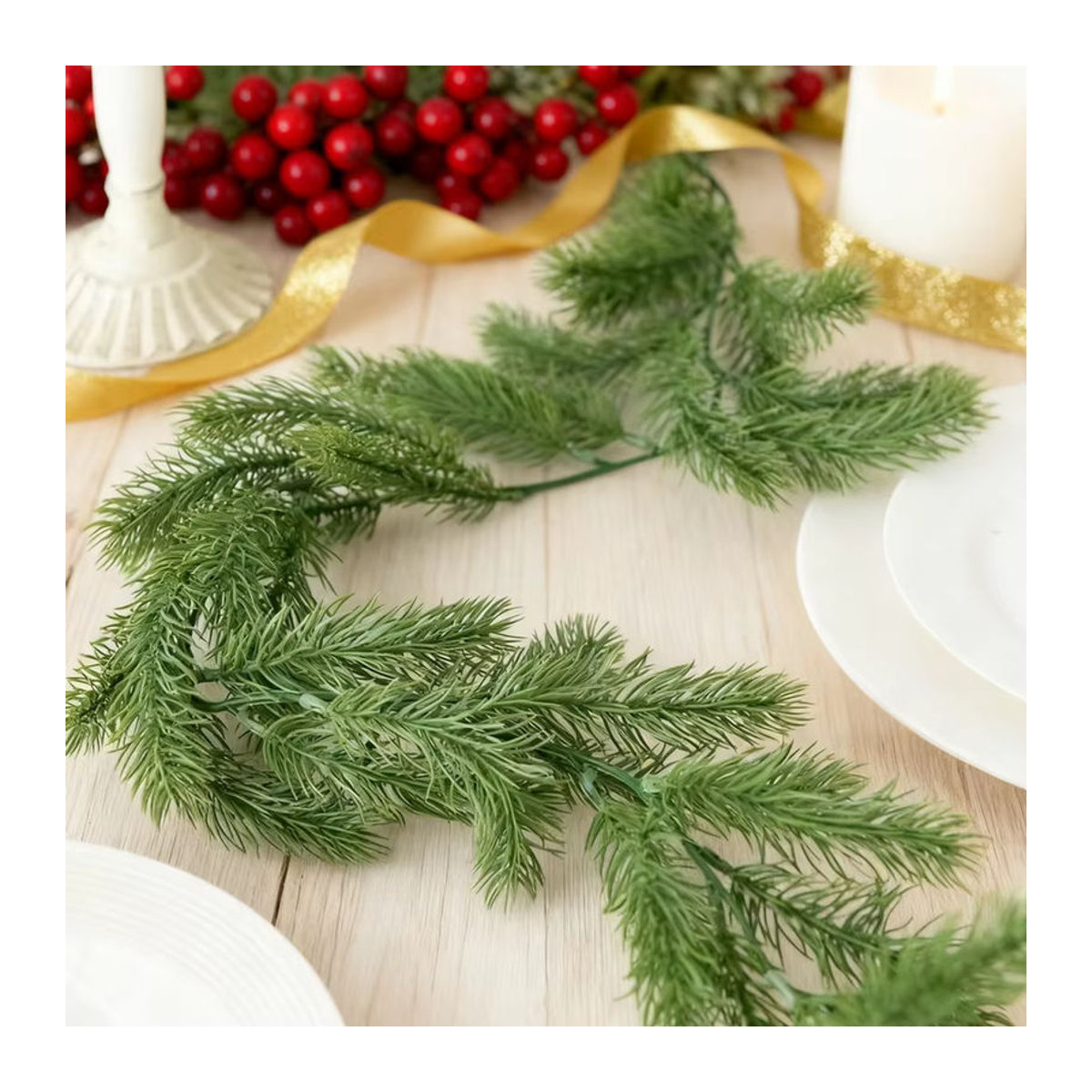 Künstliche Kiefernnadel-Rebe von smr in Grün zur Dekoration für Weihnachten, Hochzeit und Garten - Bild 5