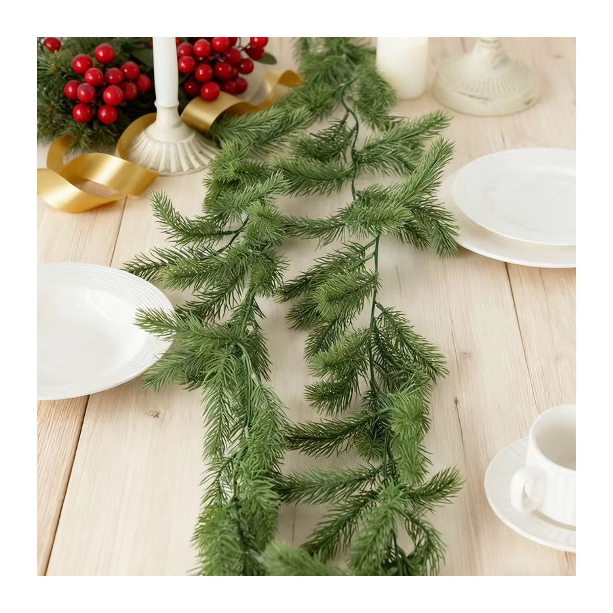 Künstliche Kiefernnadel-Rebe von smr in Grün zur Dekoration für Weihnachten, Hochzeit und Garten - Bild 6