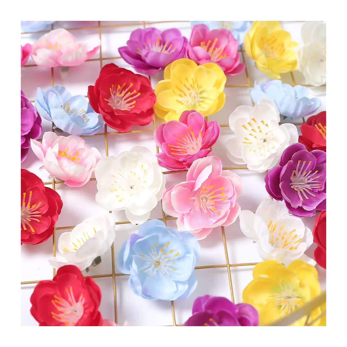 Künstliche Kirschblüten-Blumenköpfe aus Textil in Lila und Mehrfarbig für deine Dekoration, Durchmesser: 4 cm - Bild 2