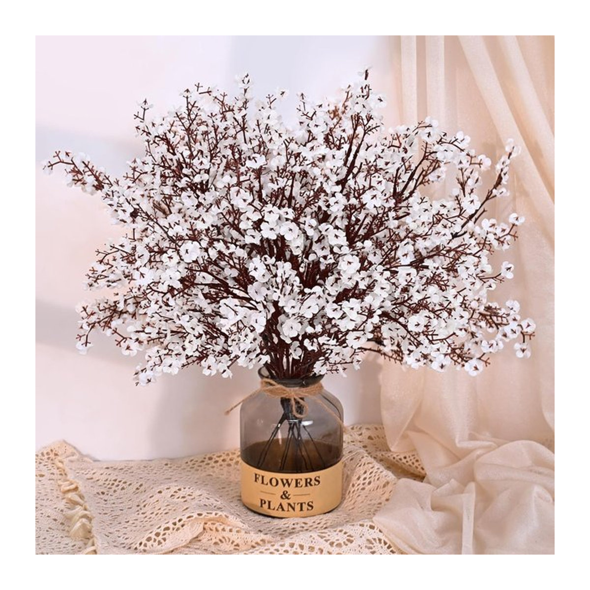 Künstliche Kirschblüten und Gypsophila in Weiß für Hochzeitssträuße und Dekoration - Bild 1