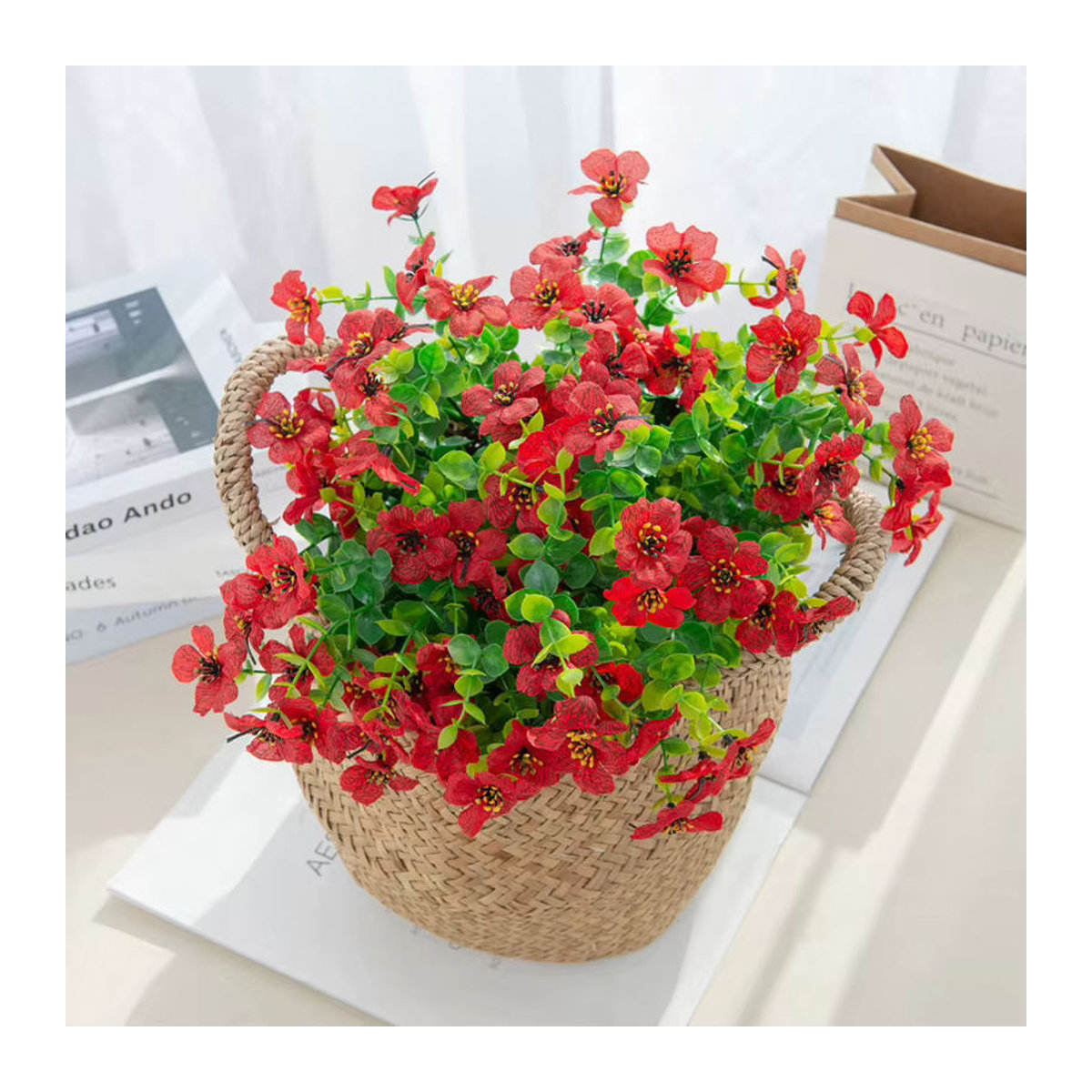Künstliche Kirschblüten von smr als floraler Strauß aus Kunststoff und Textil in Orange und Mehrfarbig für Hochzeit und Weihnachtsdekoration - Bild 3