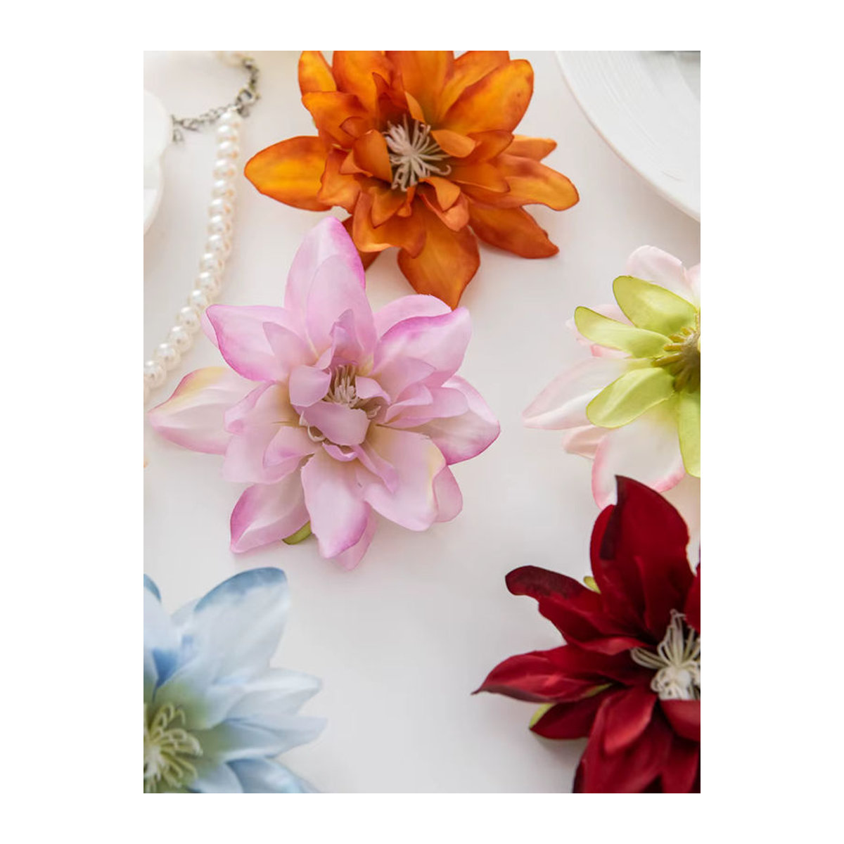Künstliche Lotusblumen aus Textil in Mehrfarbig für Hochzeit und Dekoration als Einzelstiel - Bild 4