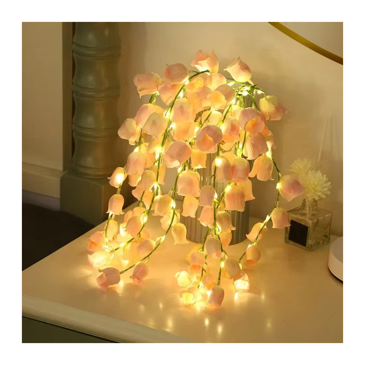 Künstliche Maiglöckchen Blumen mit LED Deko-Licht in Rosa von lyfs für Hochzeit, Party und Zuhause - Bild 3