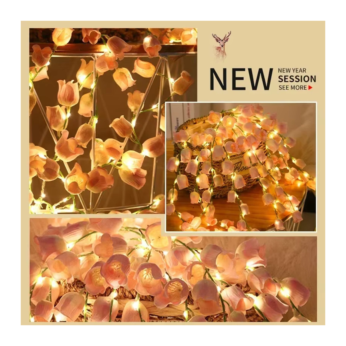Künstliche Maiglöckchen Blumen mit LED Deko-Licht in Rosa von lyfs für Hochzeit, Party und Zuhause - Bild 4