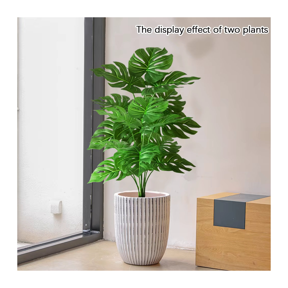 Künstliche Monstera-Pflanze von Kmitang in Grün, dekorative tropische Palme aus Kunststoff für Zuhause, Garten und Büro, Höhe: 40 cm bis 53 cm - Bild 2