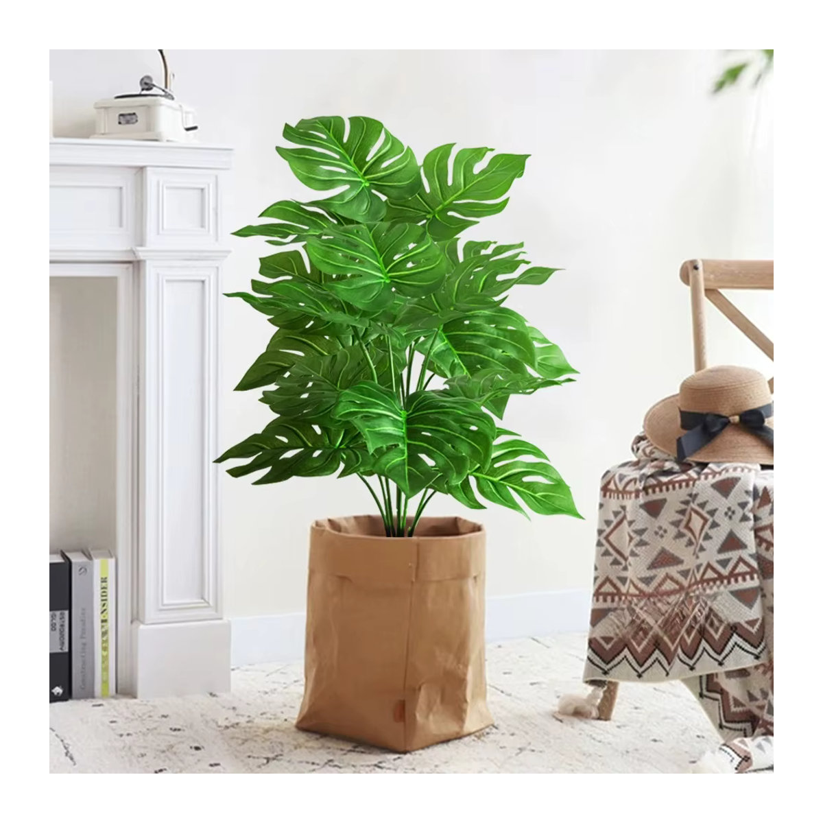 Künstliche Monstera-Pflanze von Kmitang in Grün, dekorative tropische Palme aus Kunststoff für Zuhause, Garten und Büro, Höhe: 40 cm bis 53 cm - Bild 4