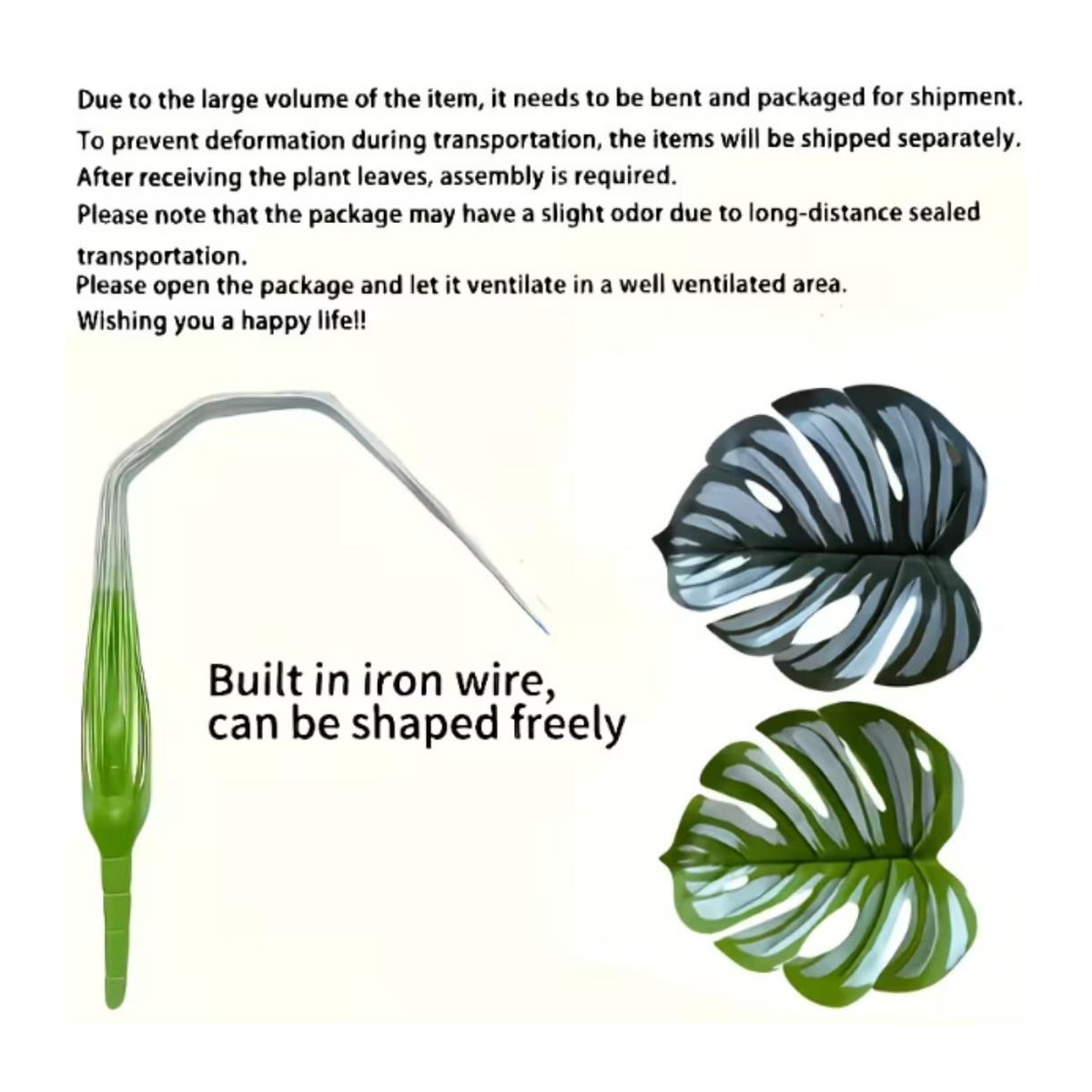 Künstliche Monstera Pflanze von TUYUE in Blau und Grün, Höhe: 120 cm, mit 4 Blättern aus Kunststoff - Bild 2