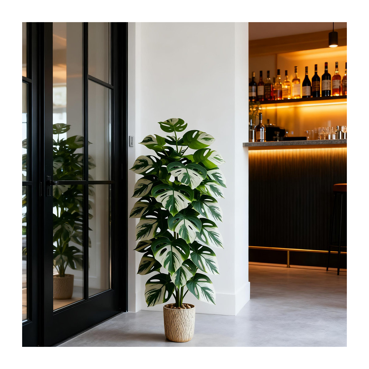 Künstliche Monstera Pflanze von TUYUE in Blau und Grün, Höhe: 120 cm, mit 4 Blättern aus Kunststoff - Bild 5