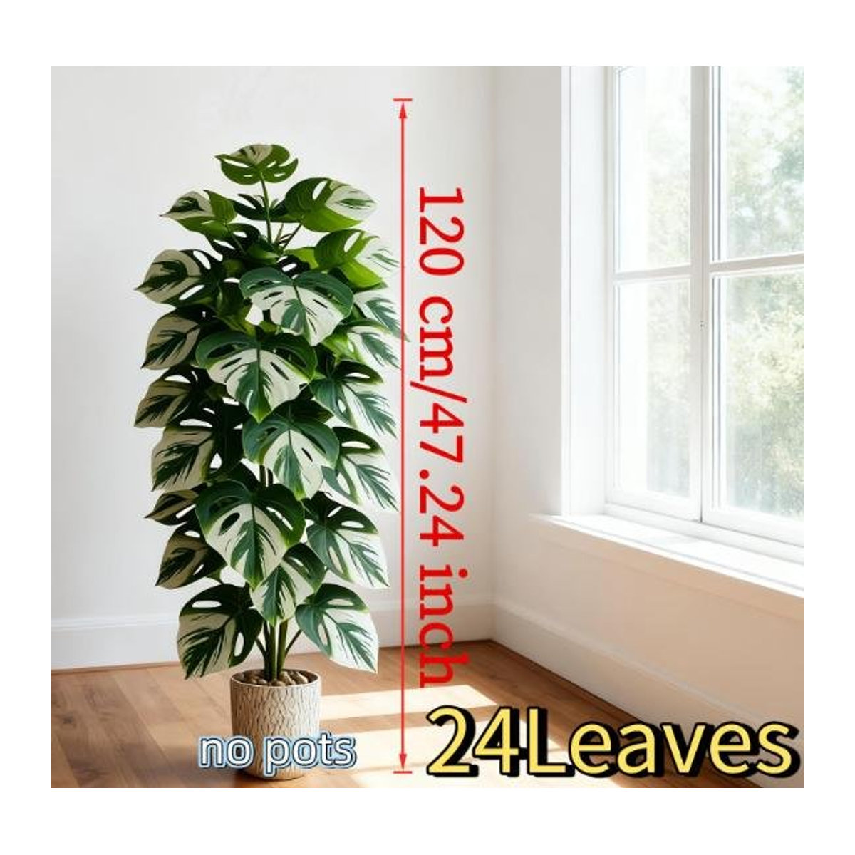 Künstliche Monstera Pflanze von TUYUE in Grün, 120 cm Höhe, mit 24 Blättern aus Kunststoff - Bild 1