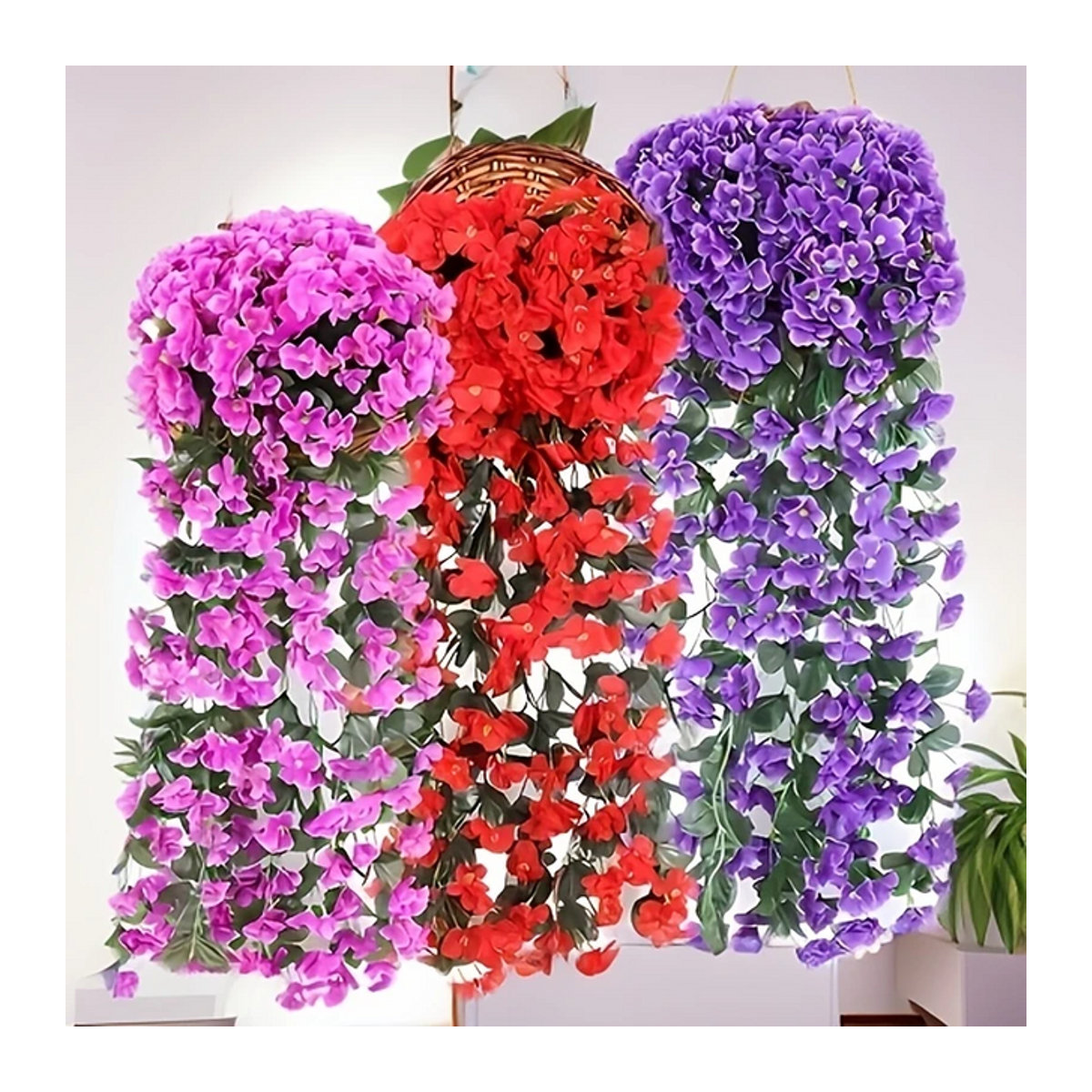 Künstliche Orchidee in Violett als hängende Dekoration für Hochzeit und Wohnzimmer, Höhe: 70 cm - Bild 1