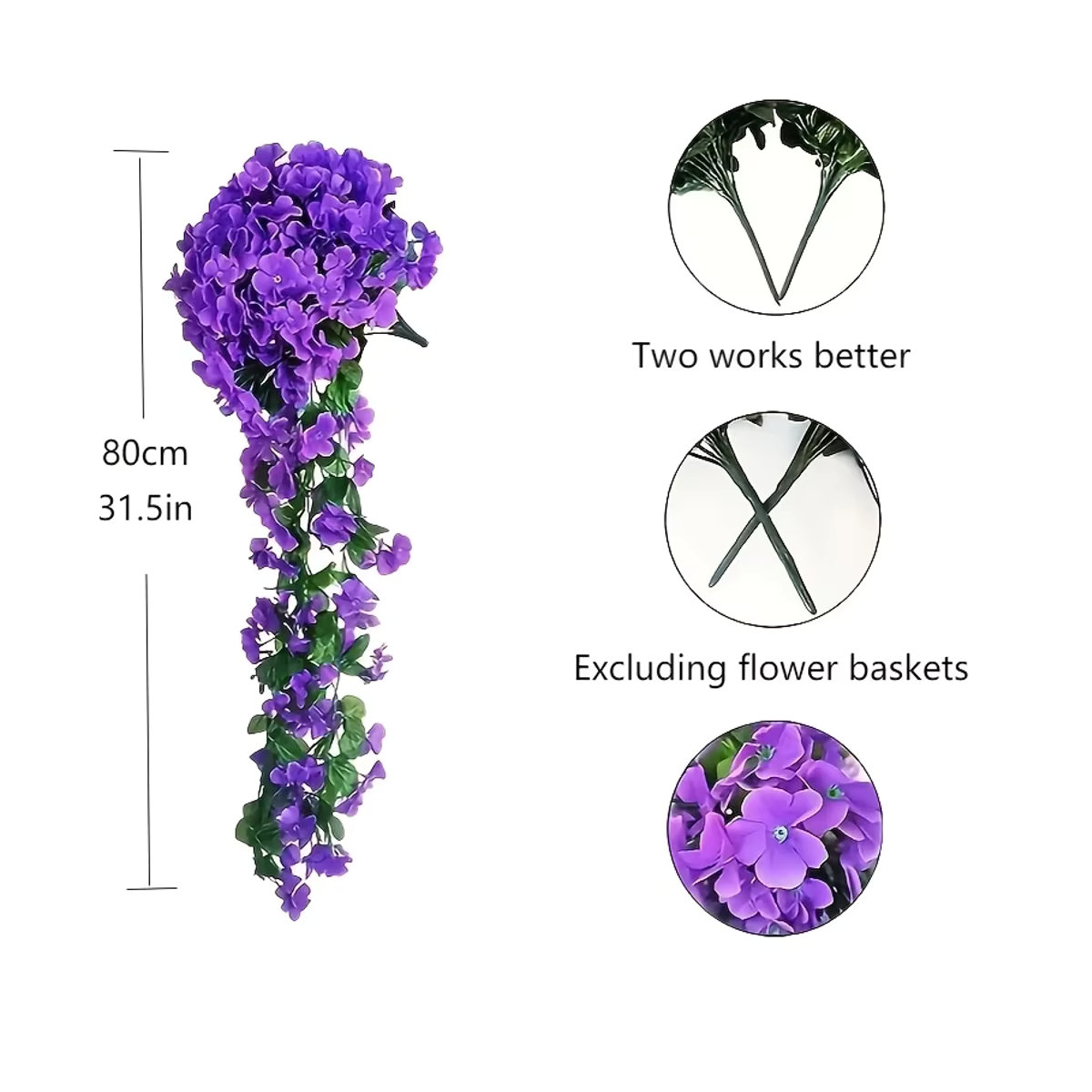 Künstliche Orchidee in Violett als hängende Dekoration für Hochzeit und Wohnzimmer, Höhe: 70 cm - Bild 3