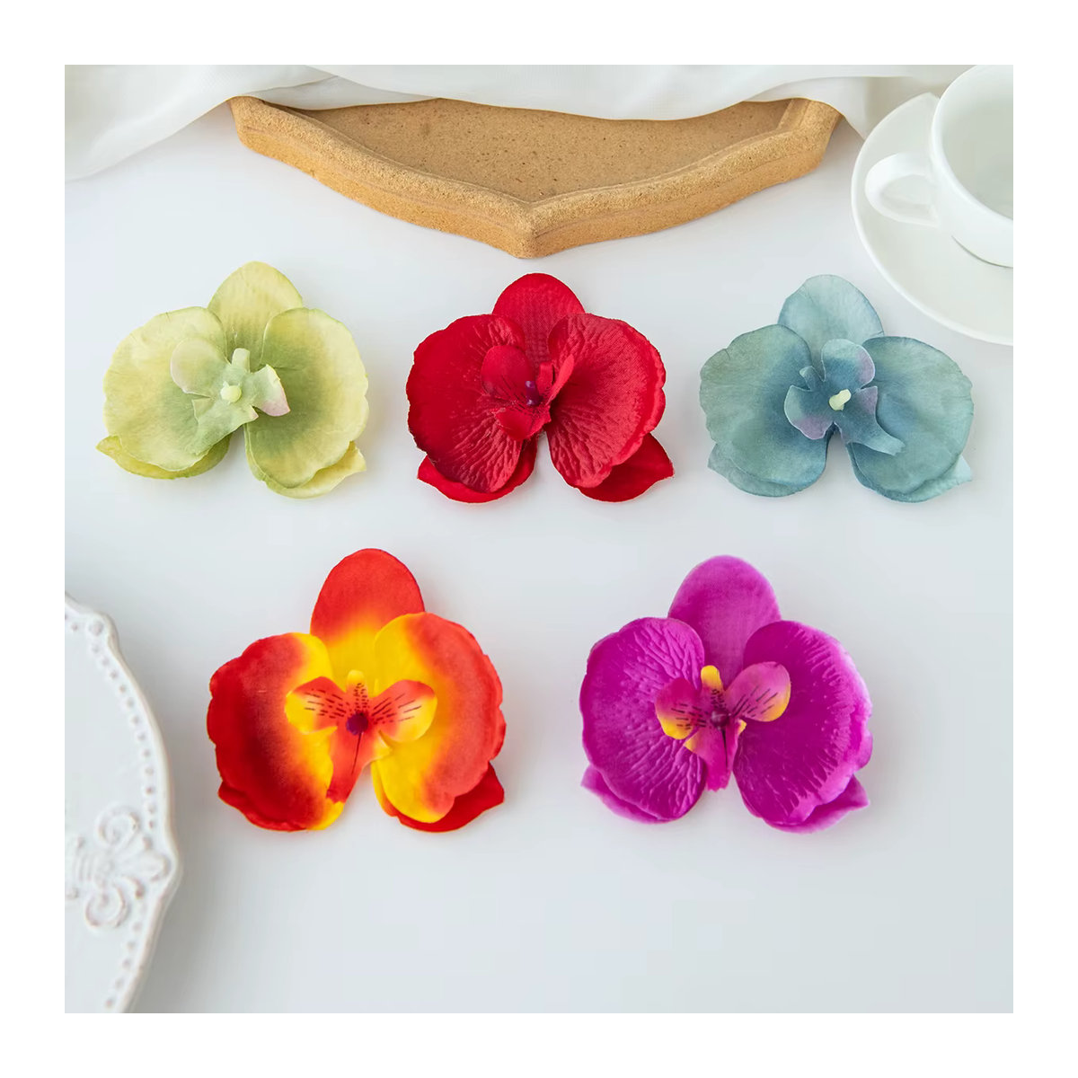 Künstliche Orchideen aus Seide in Mehrfarbig, Einzelstiel für Hochzeit, Garten und DIY-Dekoration - Bild 4
