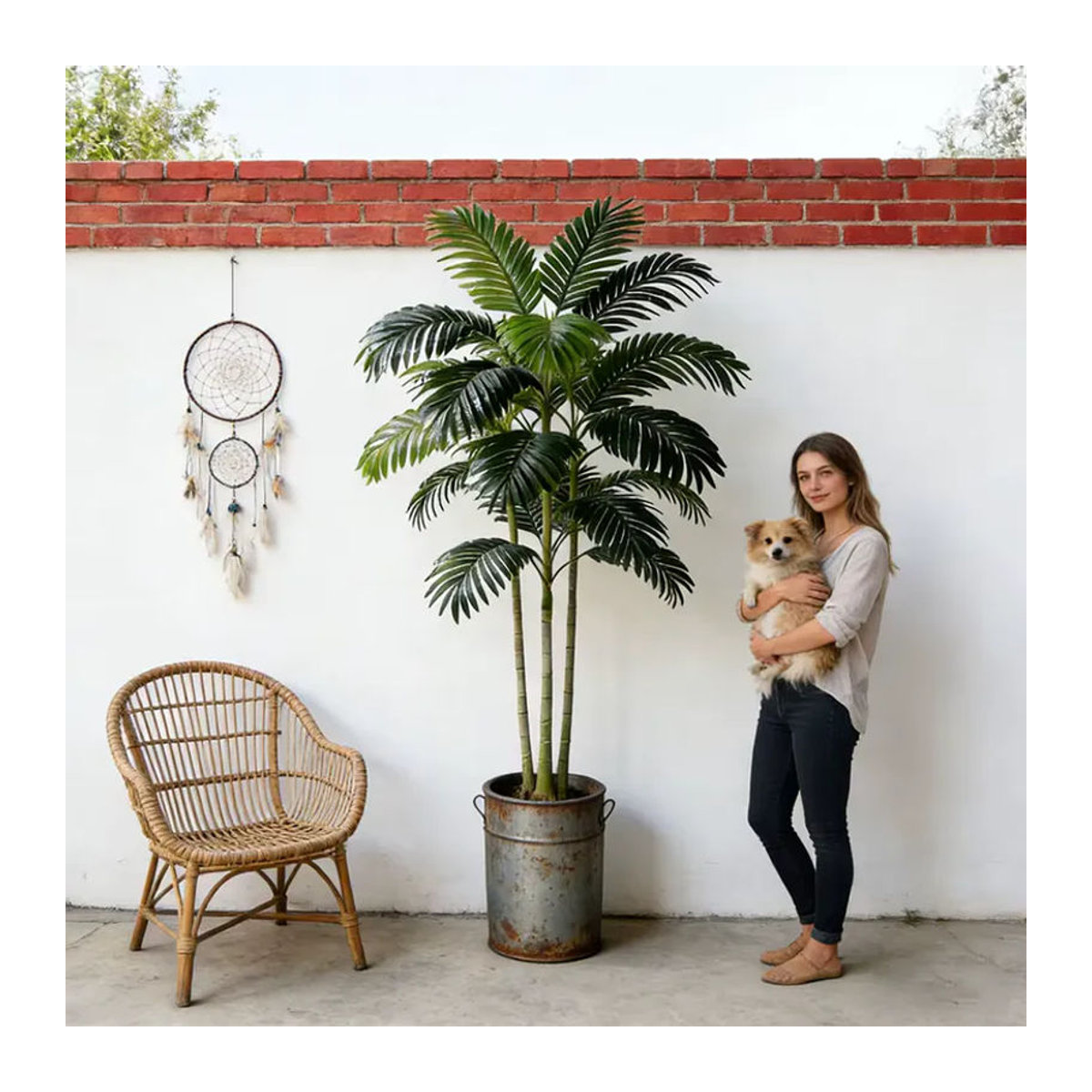 Künstliche Palme Kmitang in Grün als Topfpflanze aus Kunststoff für moderne Haus- und Gartendekoration, Höhe: 70 cm - Bild 2