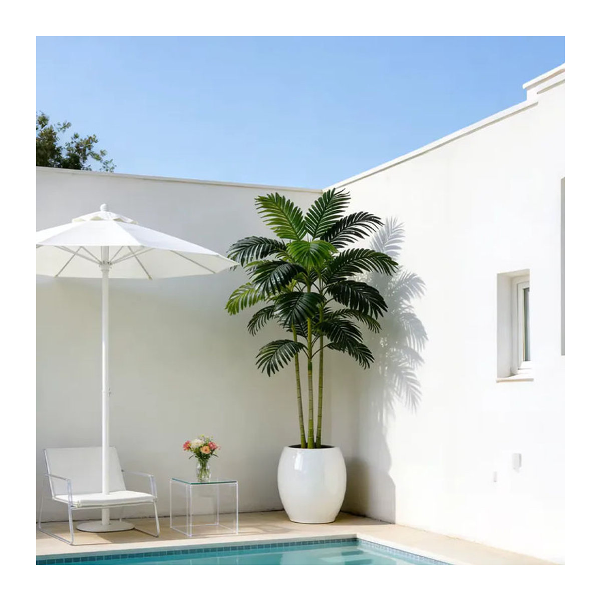 Künstliche Palme Kmitang in Grün als Topfpflanze aus Kunststoff für moderne Haus- und Gartendekoration, Höhe: 70 cm - Bild 3