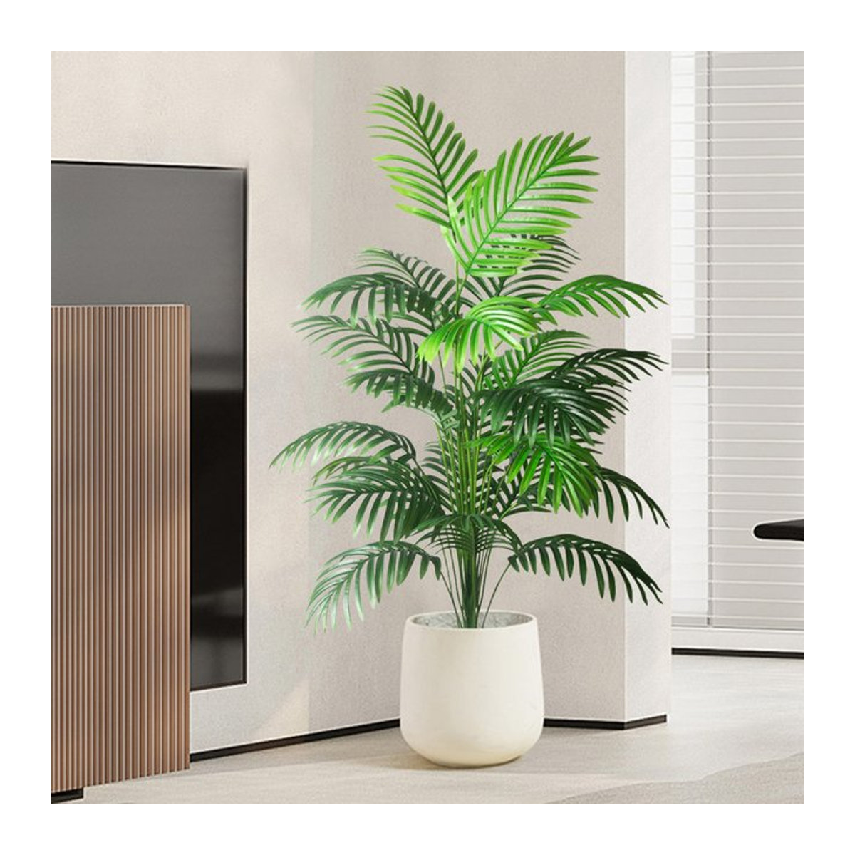 Künstliche Palme von Kmitang in Grün, tropische Pflanze aus Kunststoff mit Monstera- und Olivenblatt-Optik, Höhe: 90 bis 180 cm - Bild 1